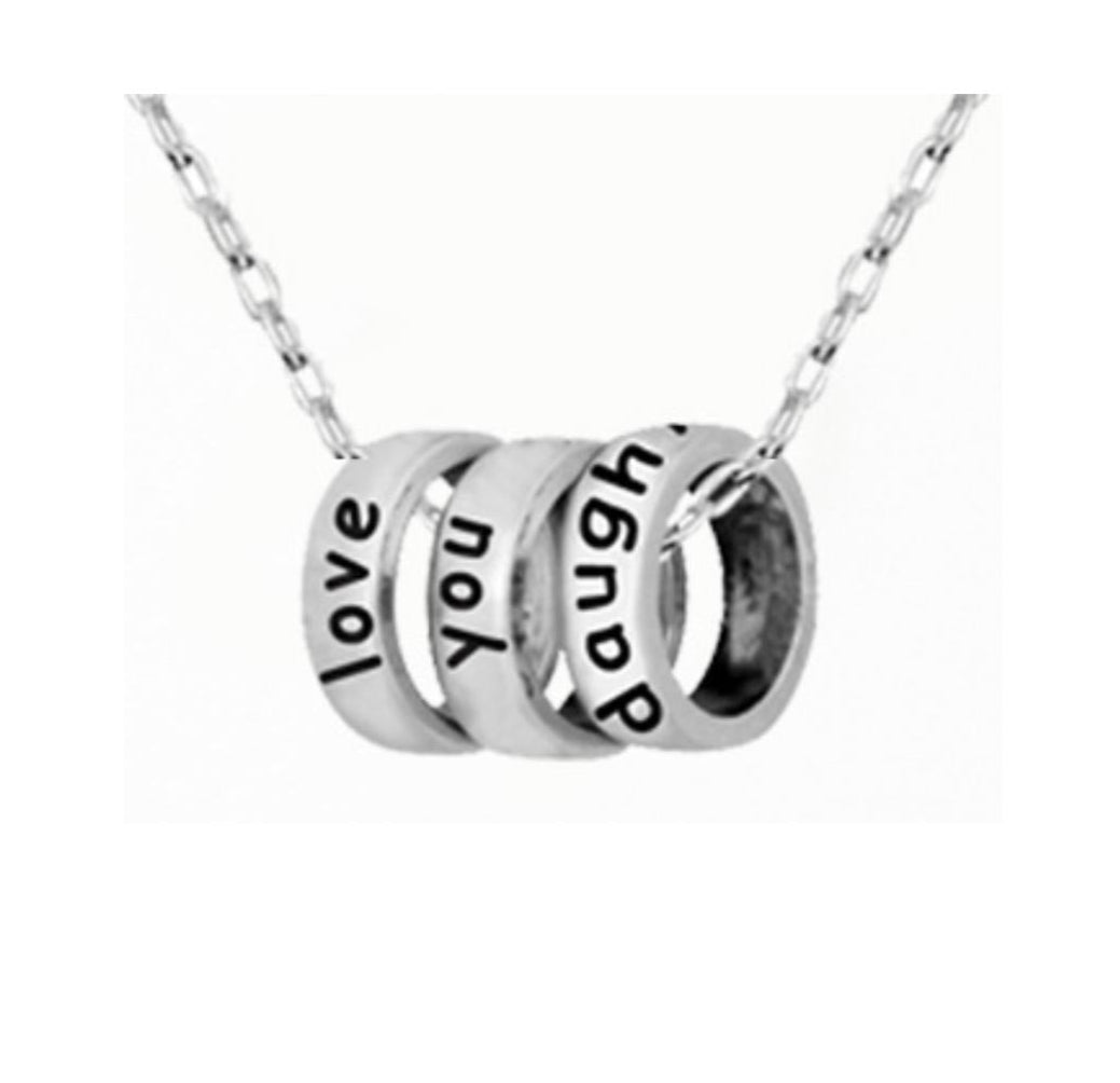 close-up of charm with "Love you Daughter" message 925 silver – detailed cute charm
