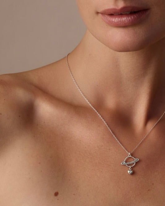 Model wearing "You Are My Universe" necklace – dreamy romantic jewelry