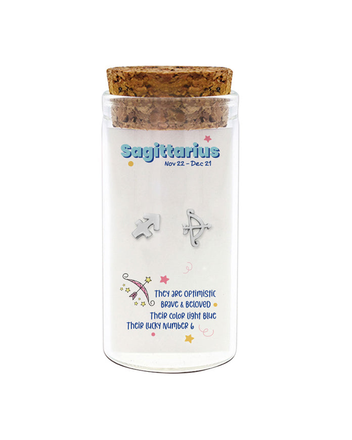 Decorative jar with Sagittarius zodiac design on a white background