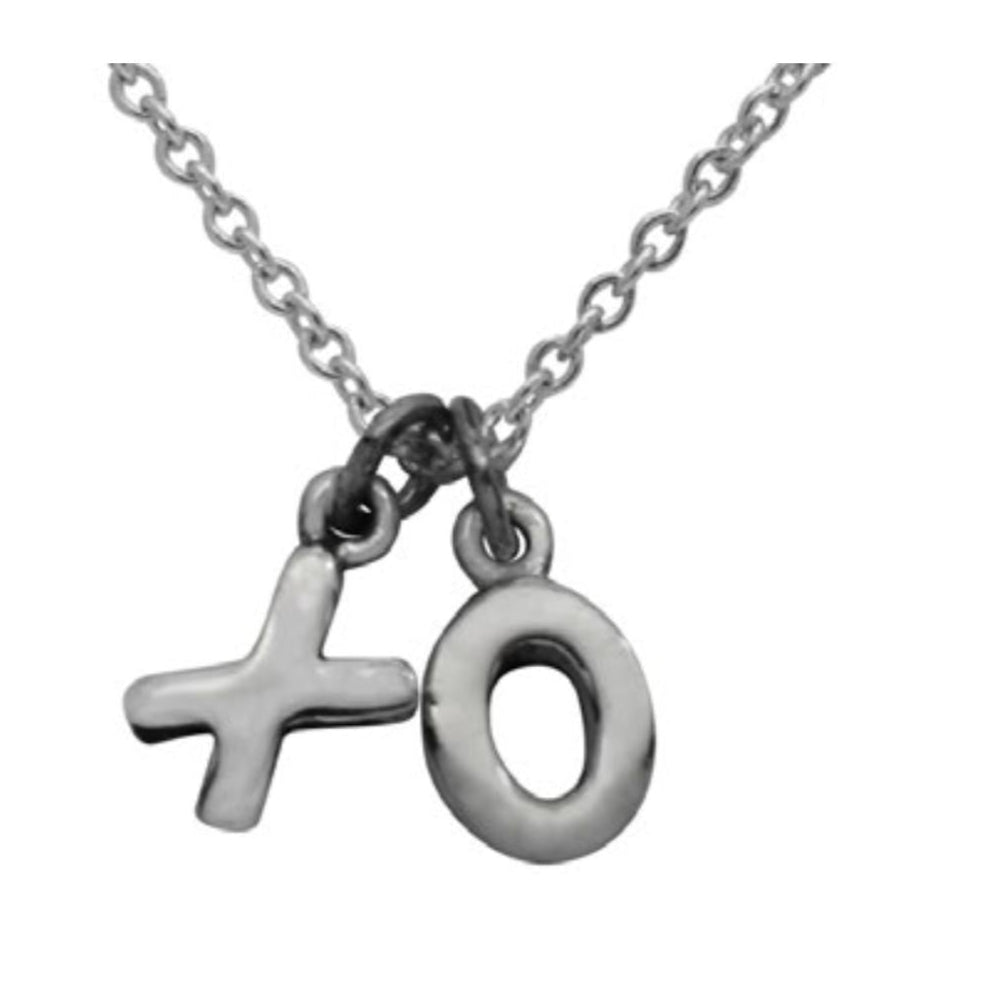 Close-up of XO pendant with "I love you" message on 925 sterling silver necklace