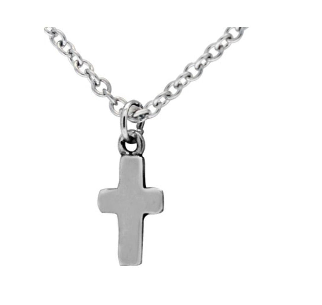 Close-up of cross pendant necklace 925 silver – detailed faith cross charm