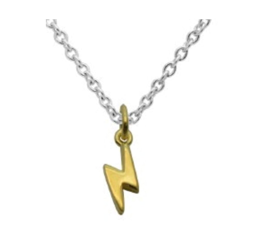 Close-up of lightning bolt pendant engraved "No One Is You And That Is Your Power" 925 silver – empowering detail