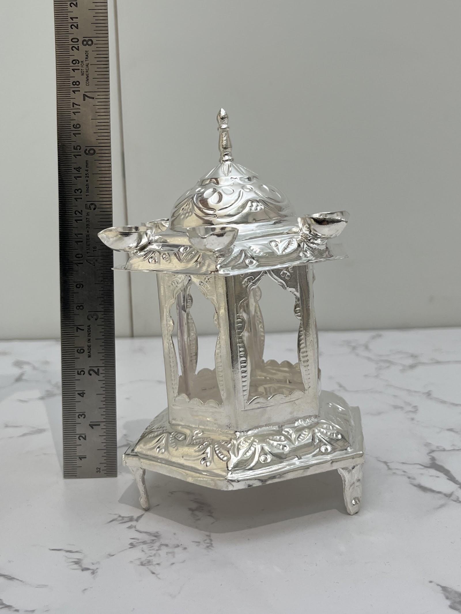 Silver Temple Style Diya, sterling silver