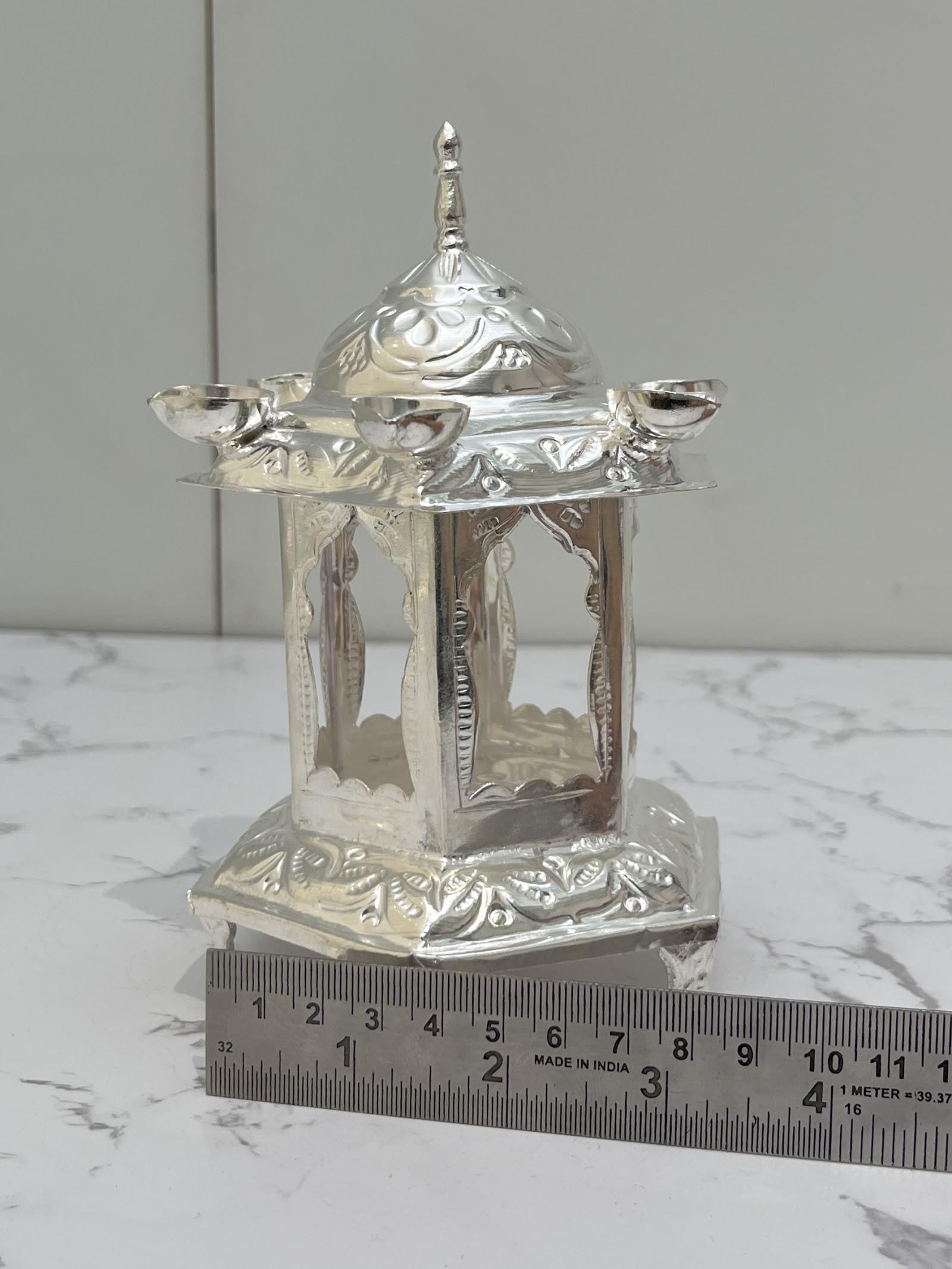 Silver Temple Style Diya, sterling silver