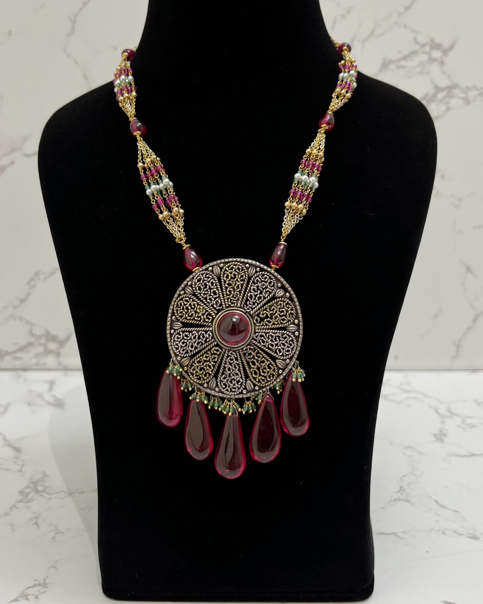 Polki Necklace, sterling silver