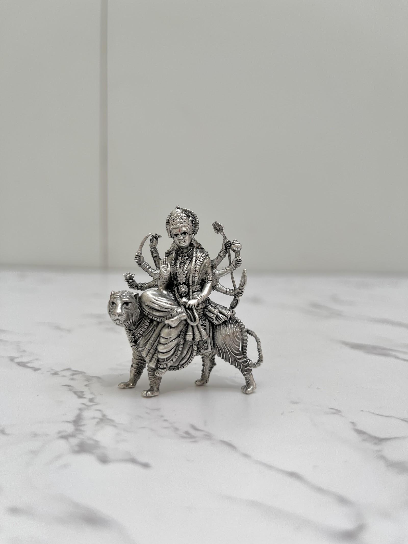 Silver Durga Maa Idol, sterling silver
