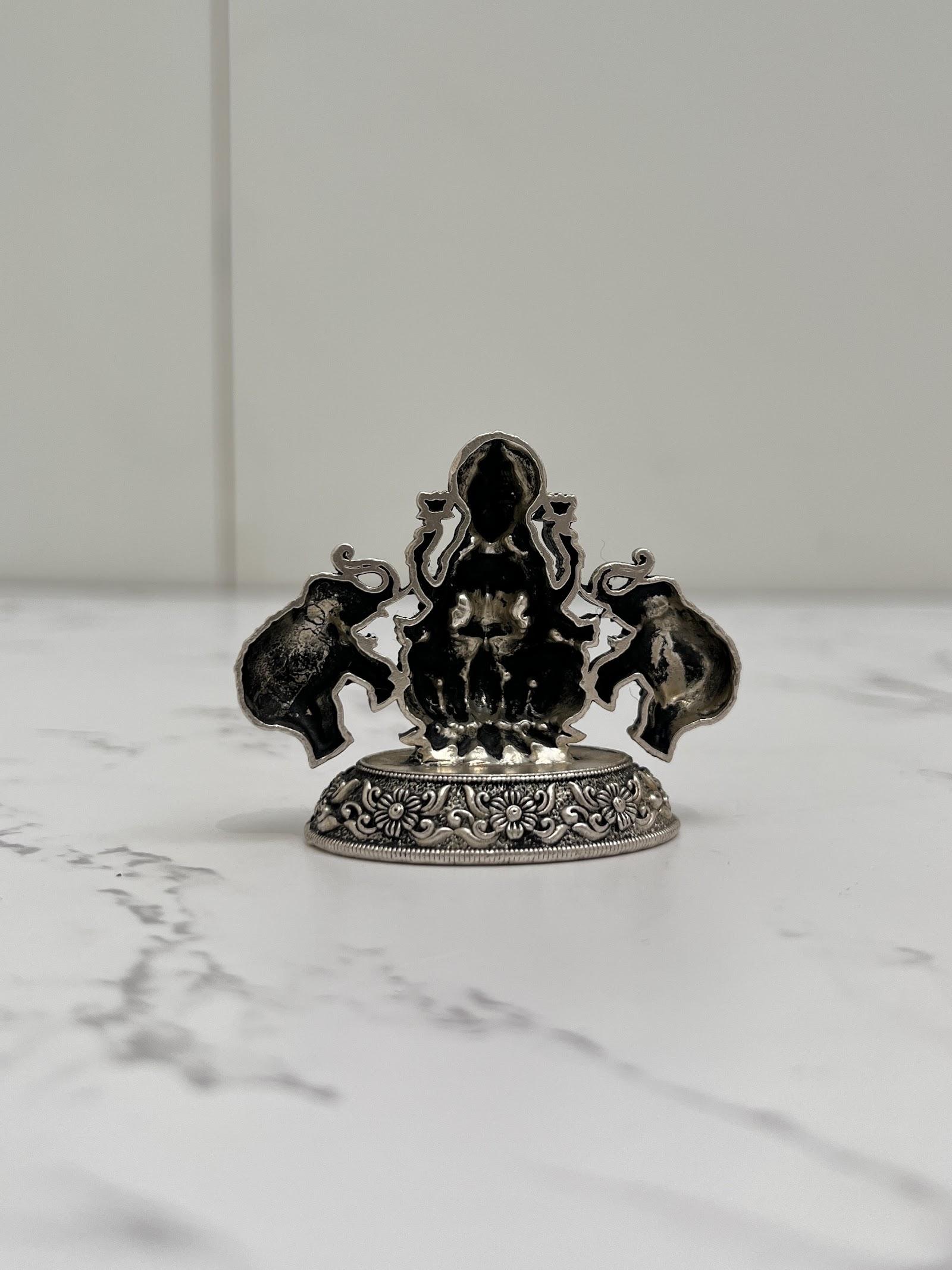 Silver Gaja Lakshmi Idol, sterling silver