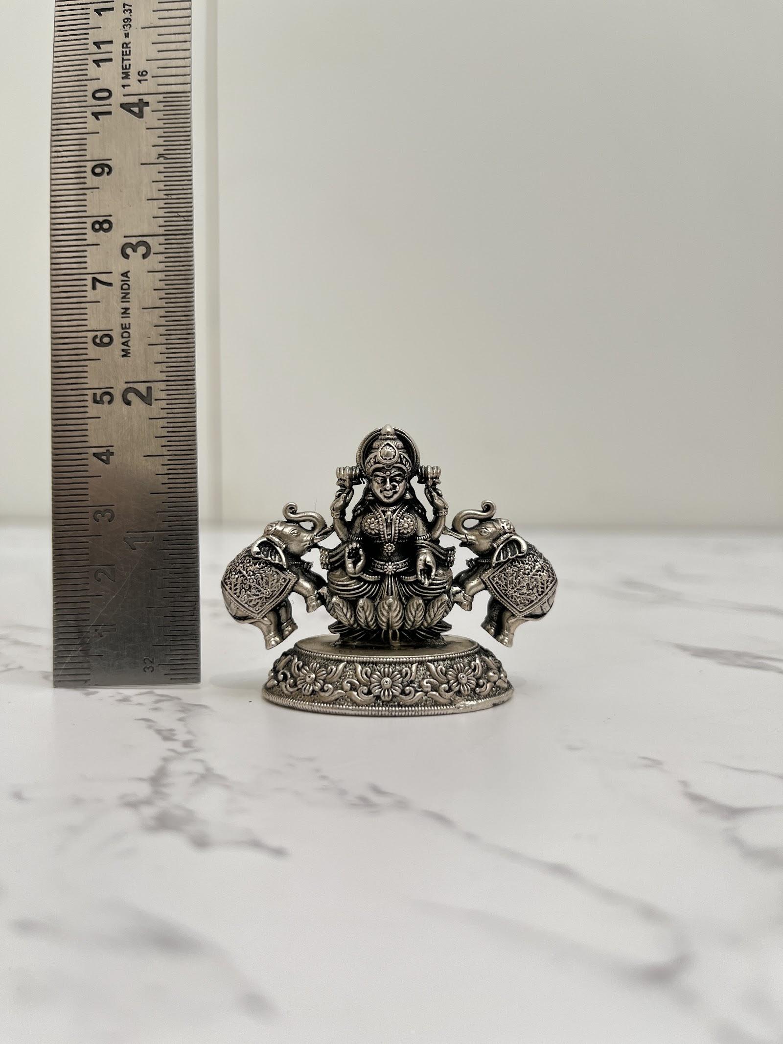 Silver Gaja Lakshmi Idol, sterling silver