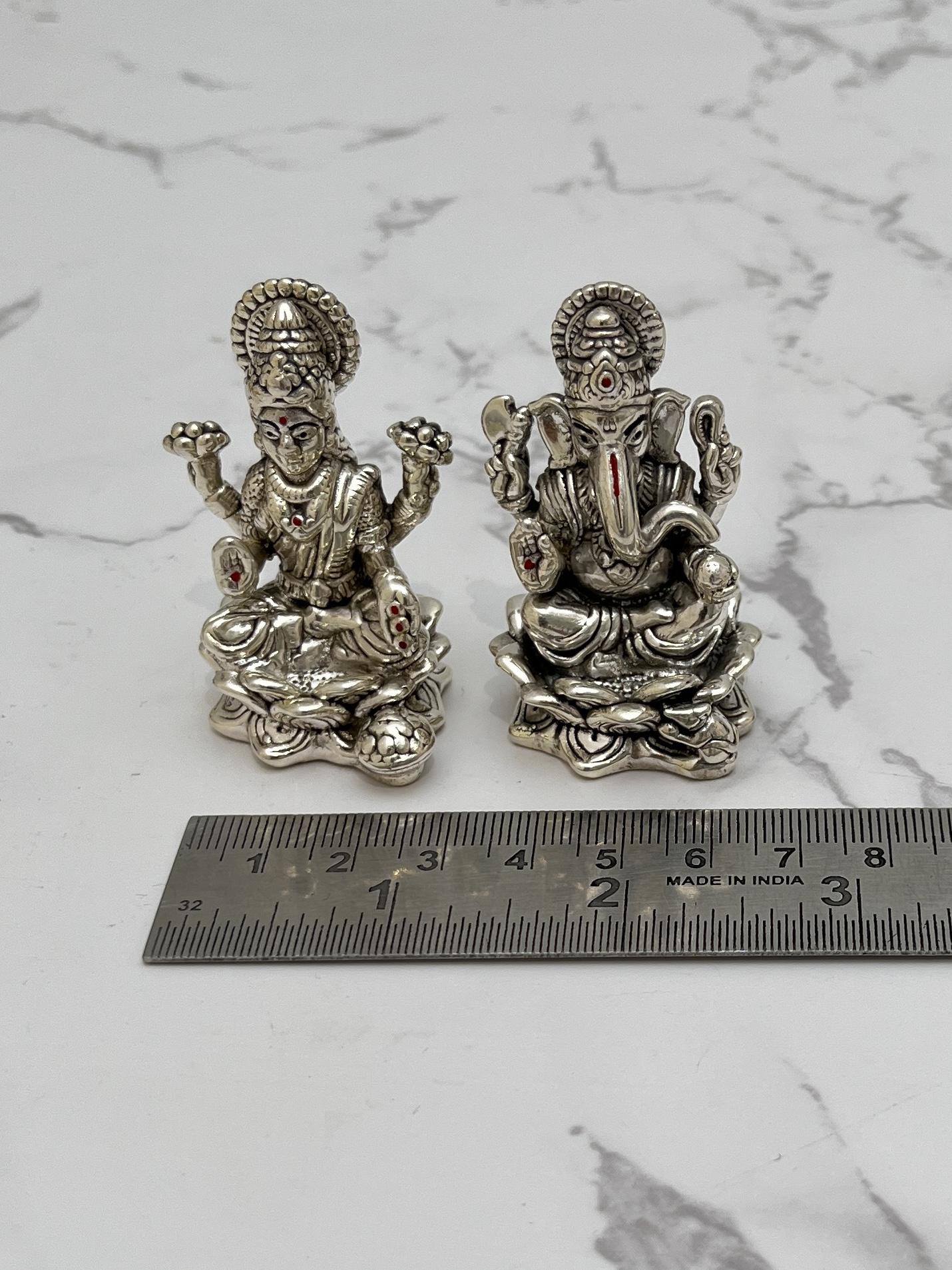 Silver Lakshmi Ganesh Idol · 41 g, sterling silver