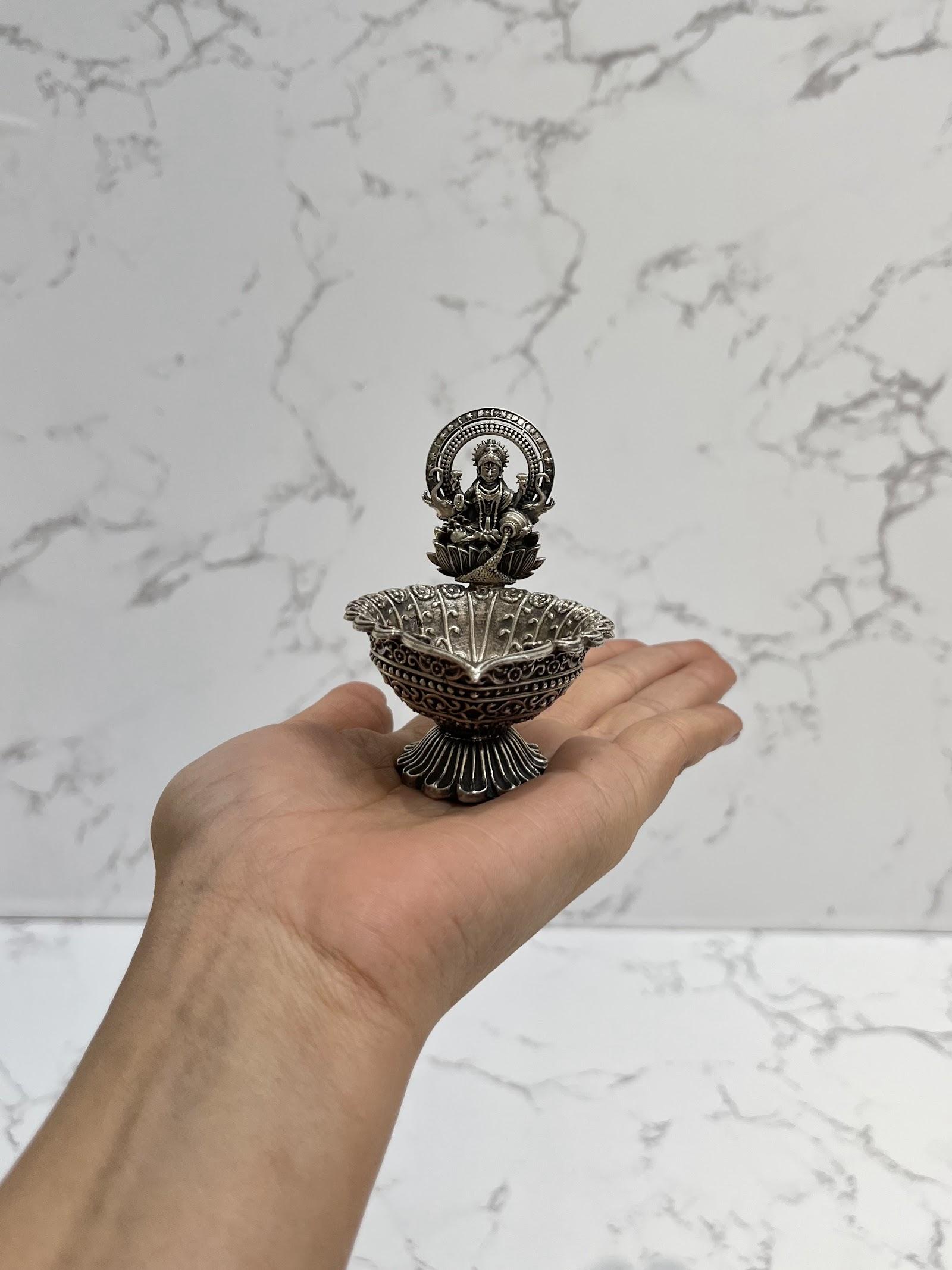 Silver Lakshmi Diya · 85 g, sterling silver