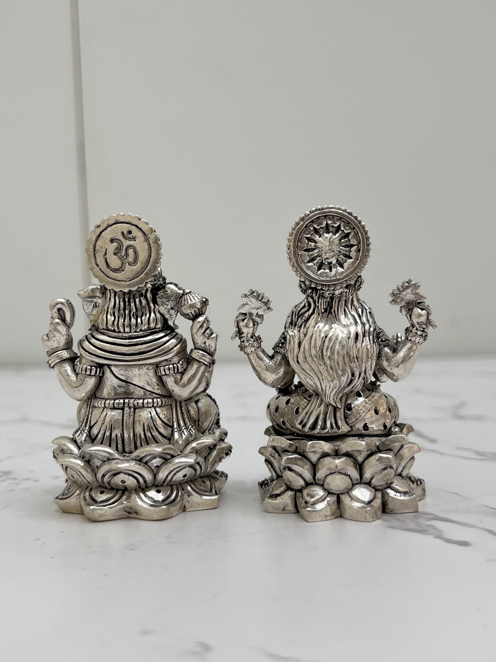 Silver Lakshmi Ganesh Idol · 180 g, sterling silver