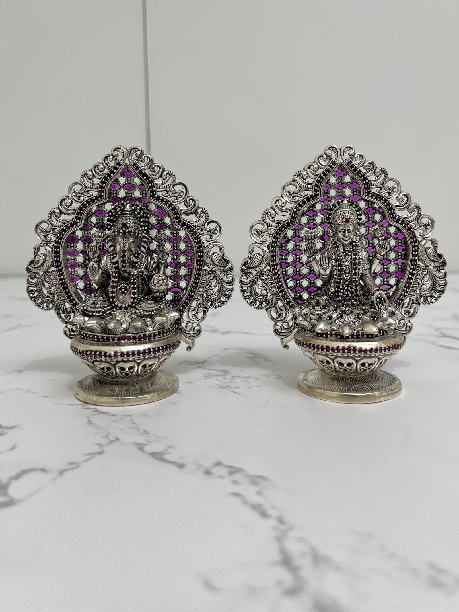 Silver Lakshmi Ganesh Idol · 291 g, sterling silver