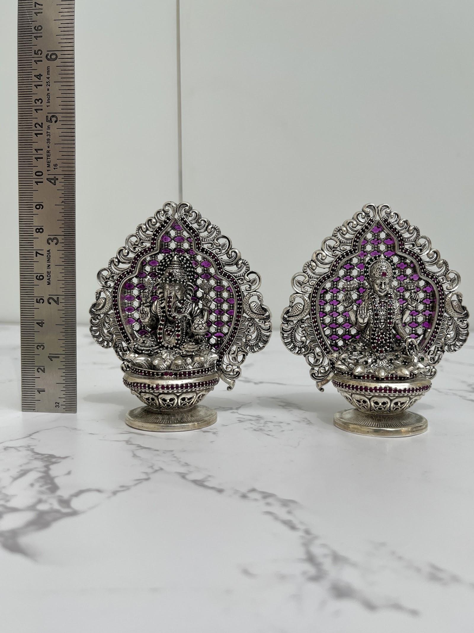 Silver Lakshmi Ganesh Idol · 291 g, sterling silver