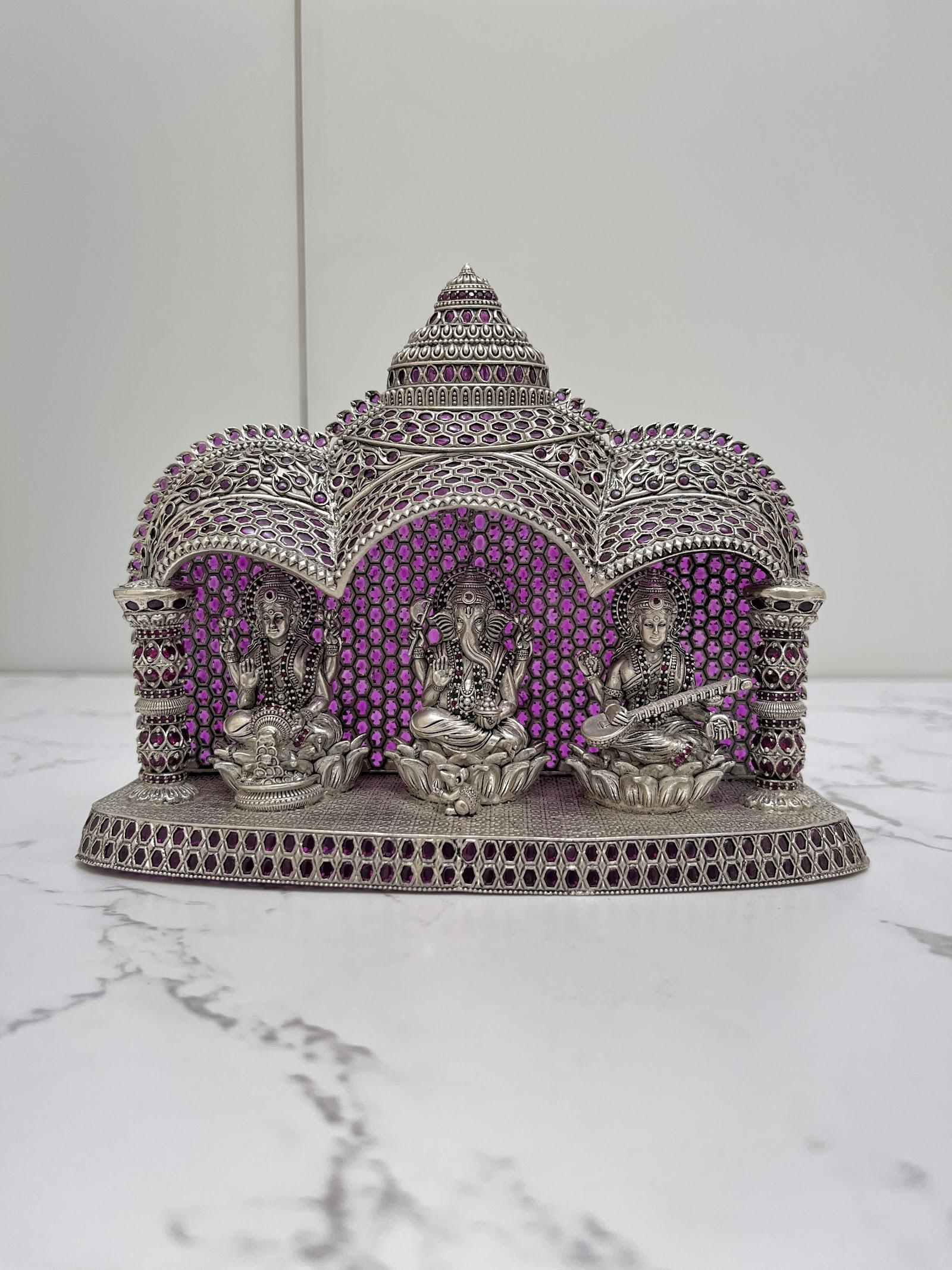 Silver Lakshmi Ganesh Saraswati Idol · 85 g, sterling silver