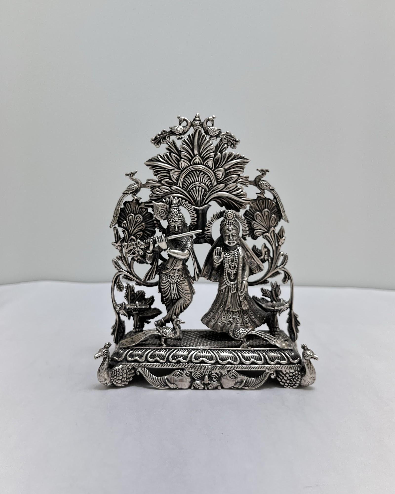 Silver Radha Krishna Idol, sterling silver