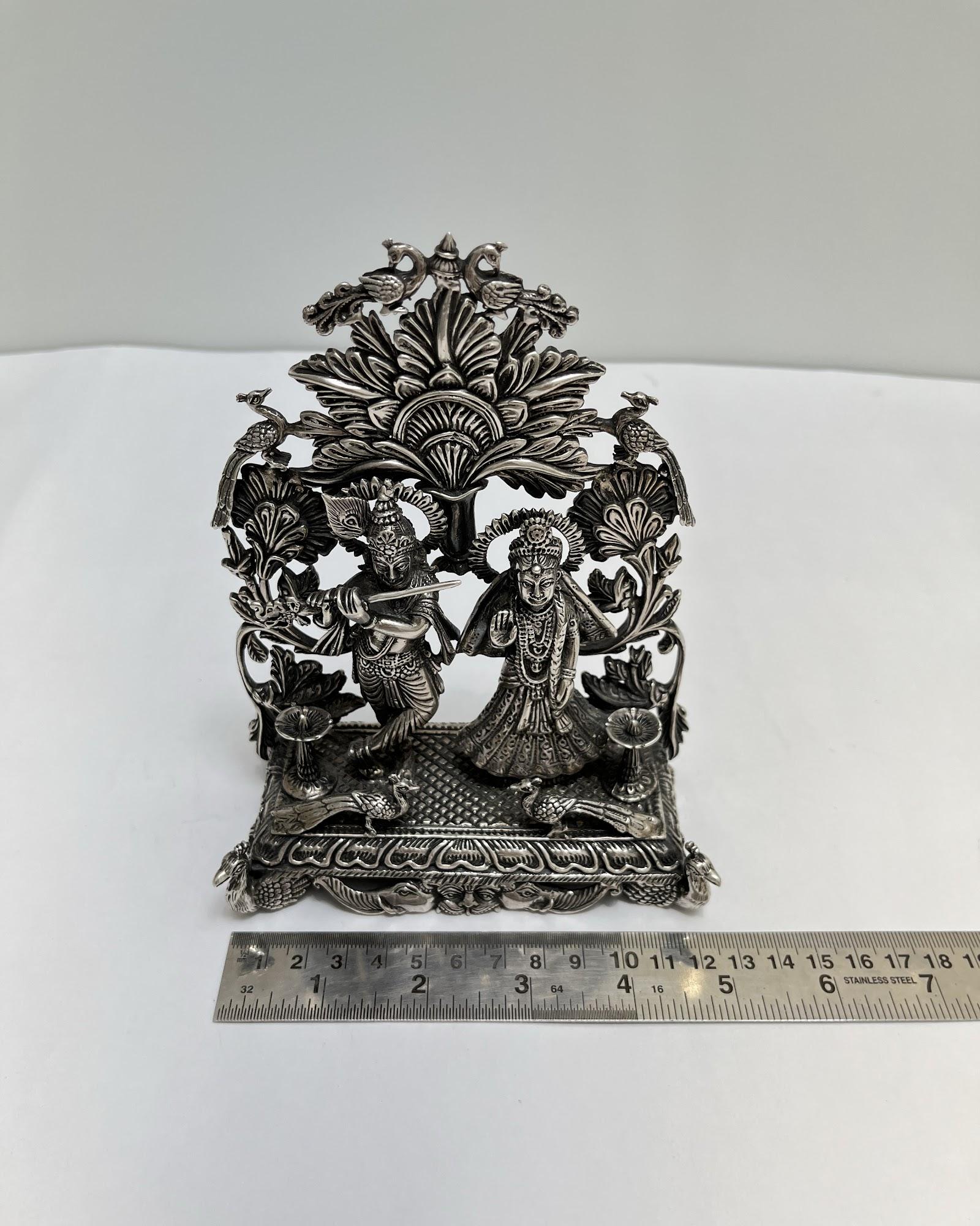 Silver Radha Krishna Idol, sterling silver