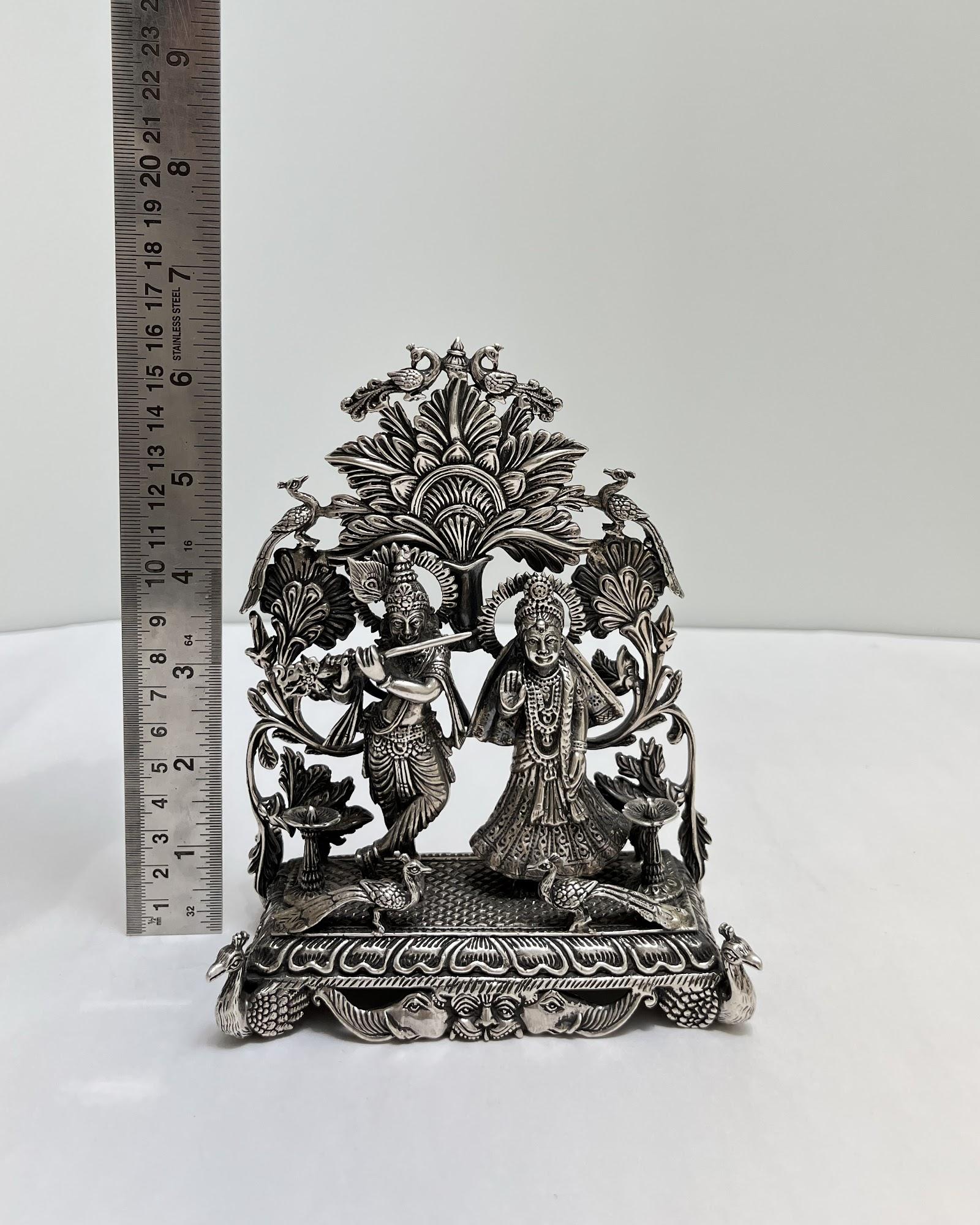 Silver Radha Krishna Idol, sterling silver