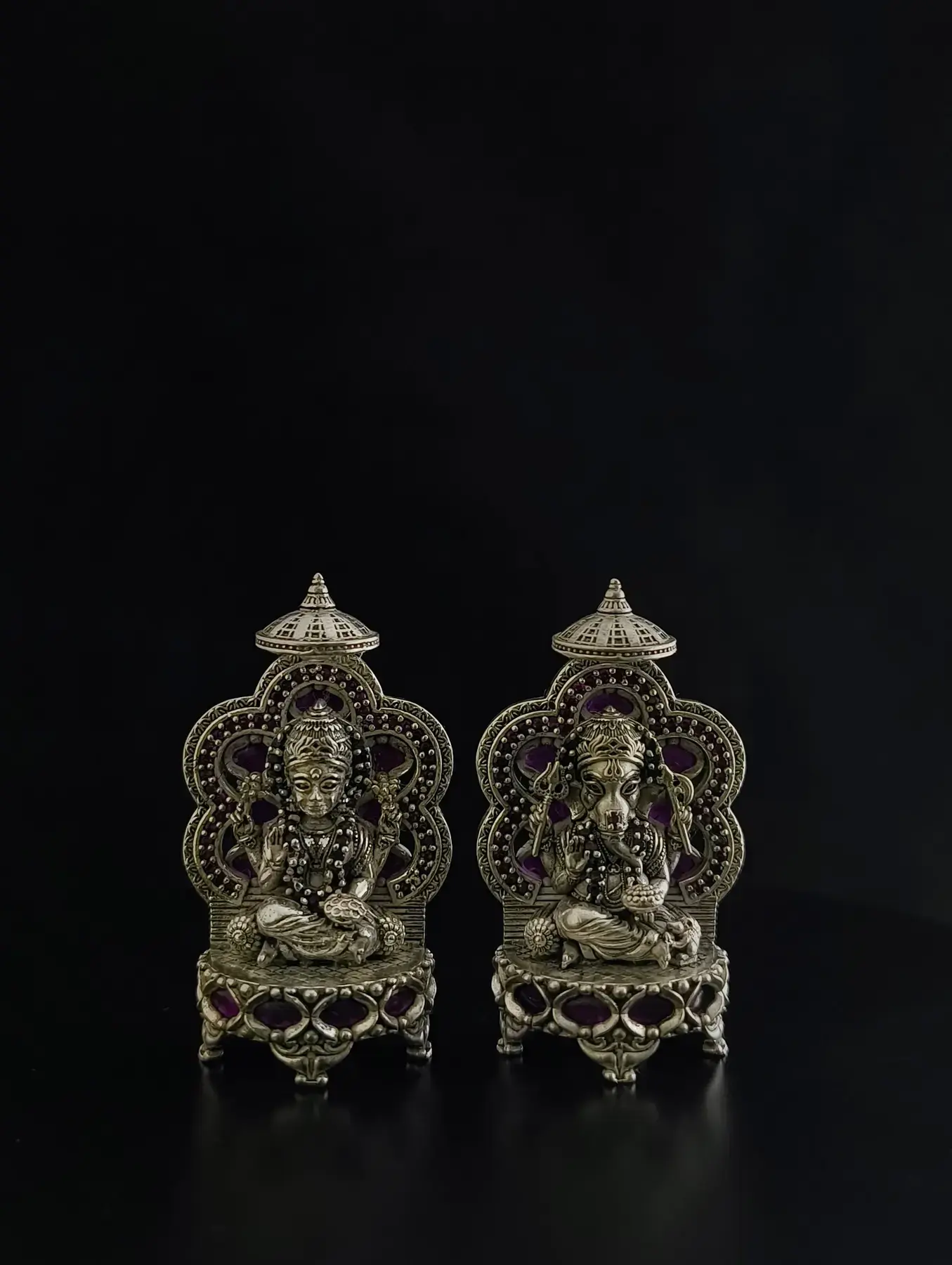 Silver Lakshmi Ganesh Idol Pair · 43 g, in silver