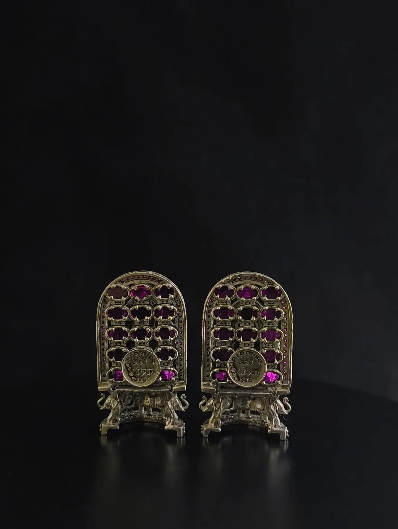 Silver Lakshmi Ganesh Idol Pair with Jaali Arch, in silver