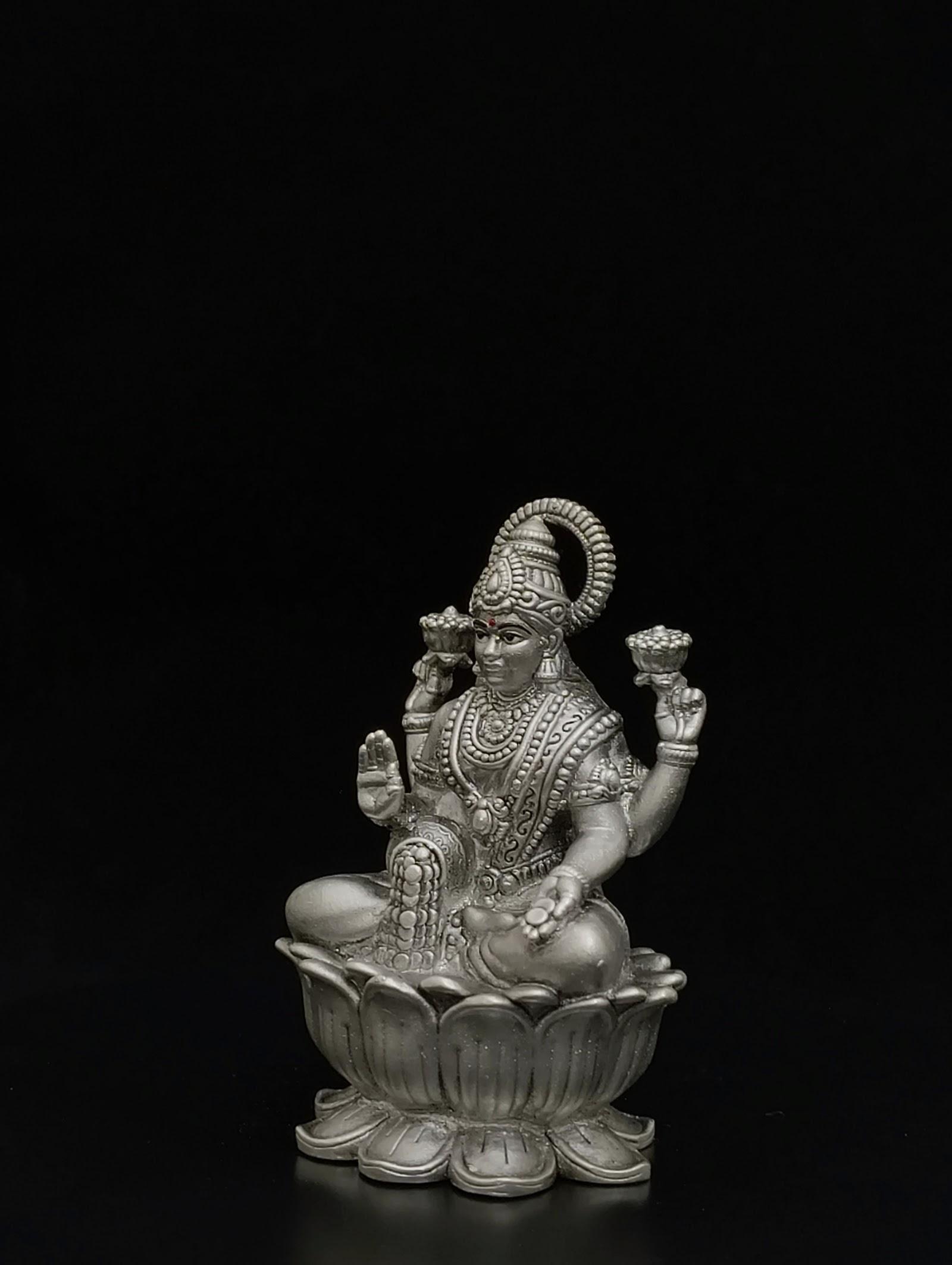 Silver Lakshmi Idol, sterling silver