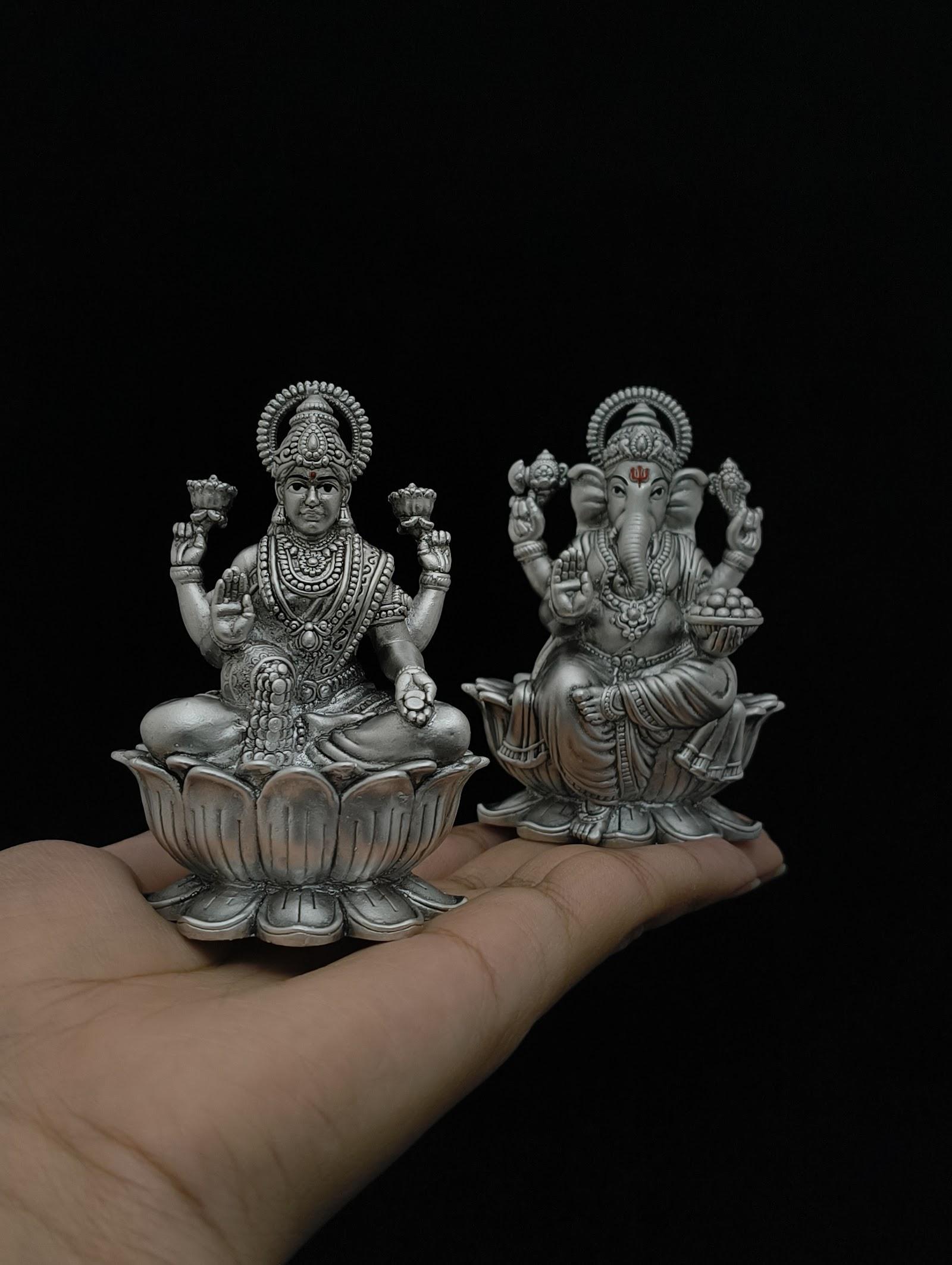 Silver Lakshmi Idol, sterling silver