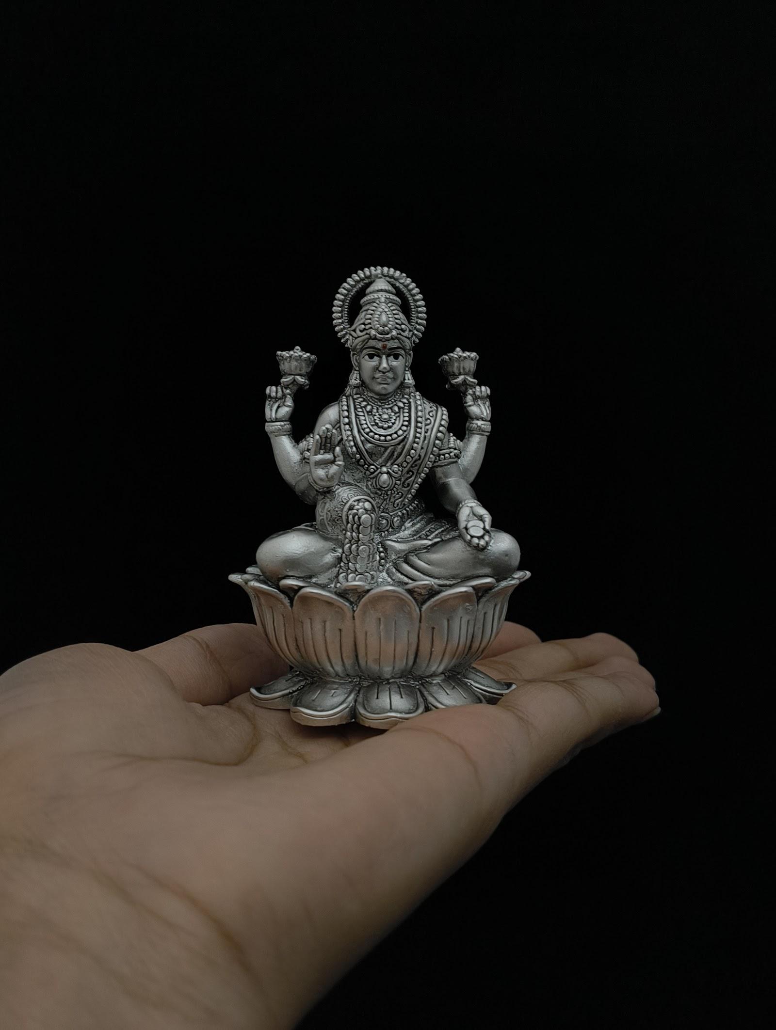 Silver Lakshmi Idol, sterling silver