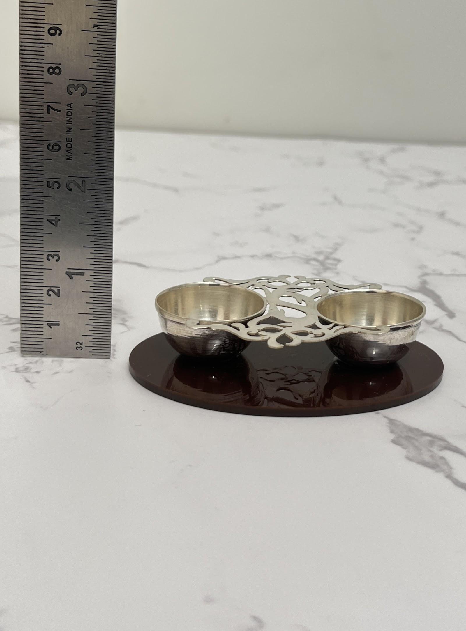 Silver Twin Diya, sterling silver