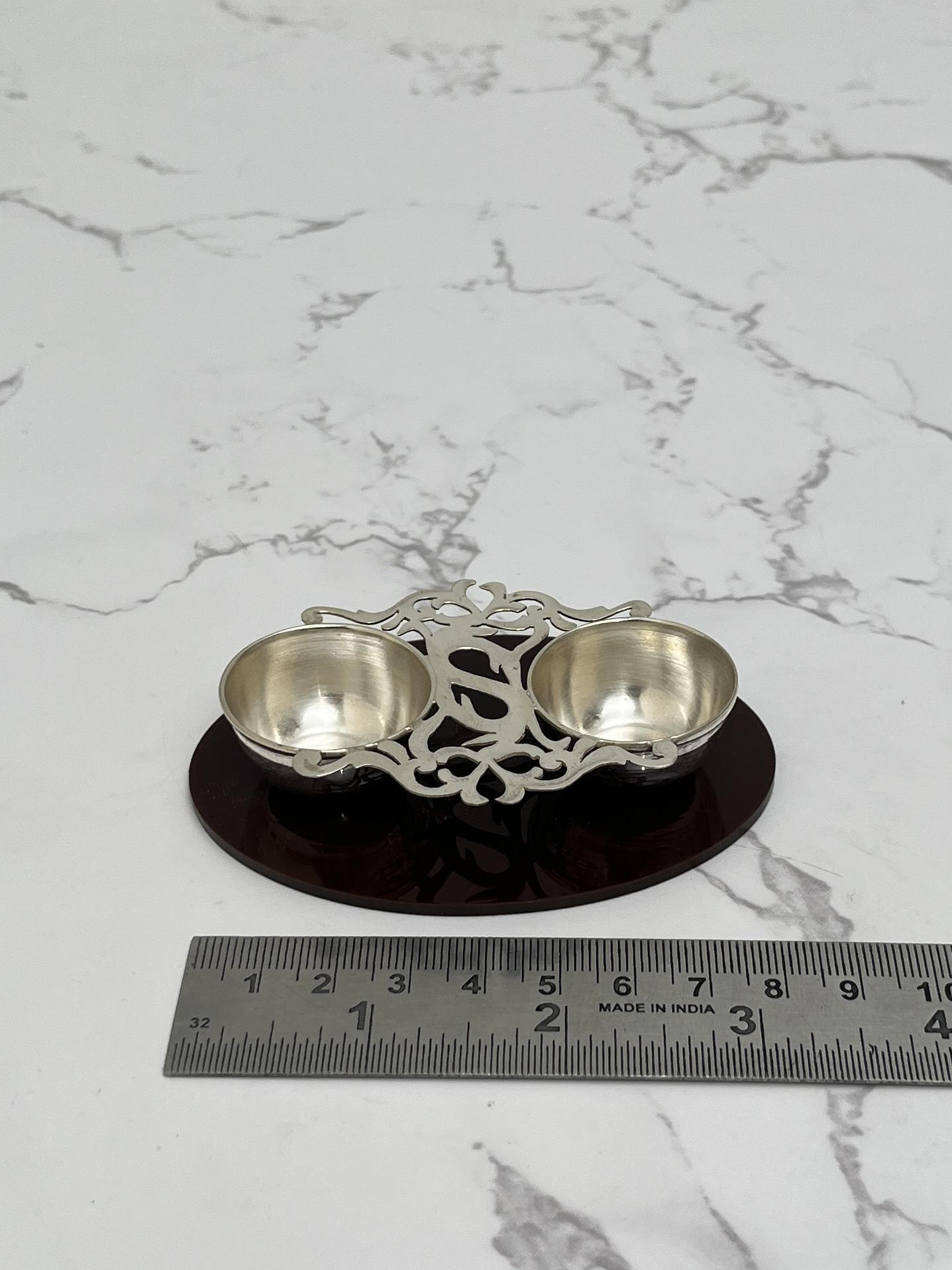 Silver Twin Diya, sterling silver