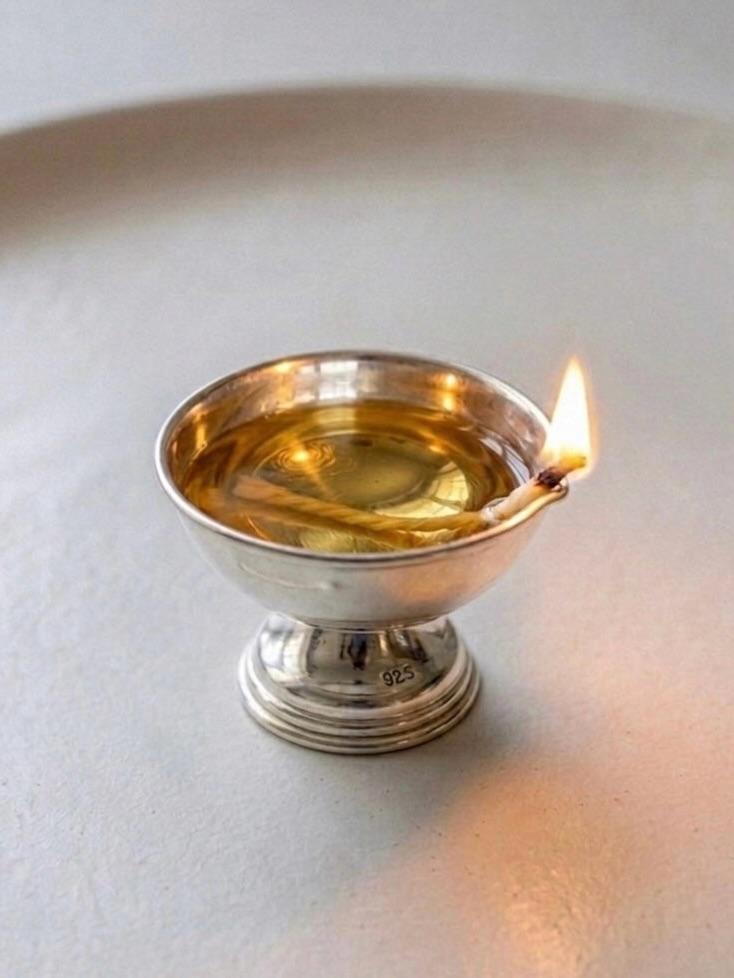 Silver Diya, sterling silver