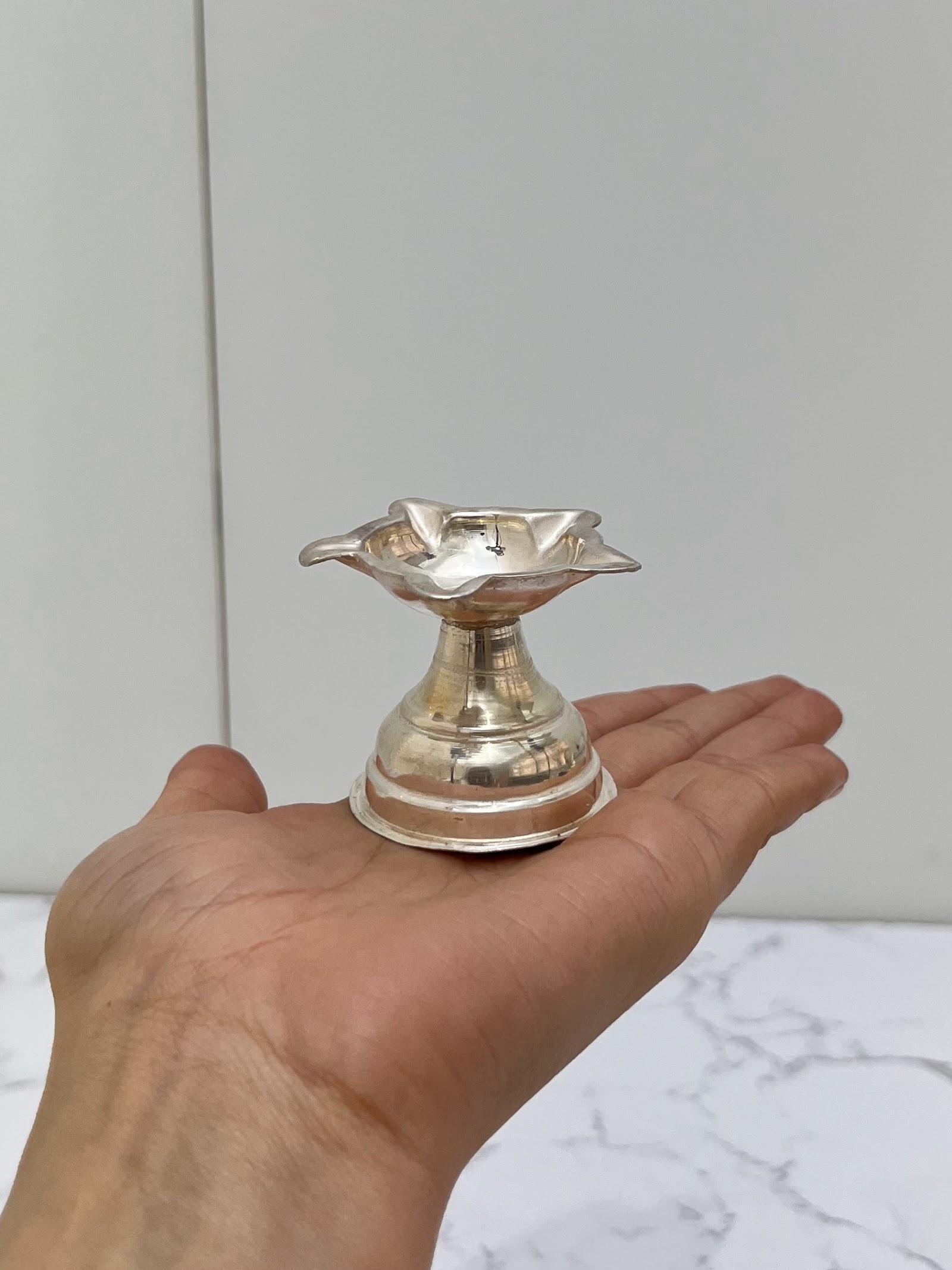 Silver 5 Mukhi Diya, sterling silver
