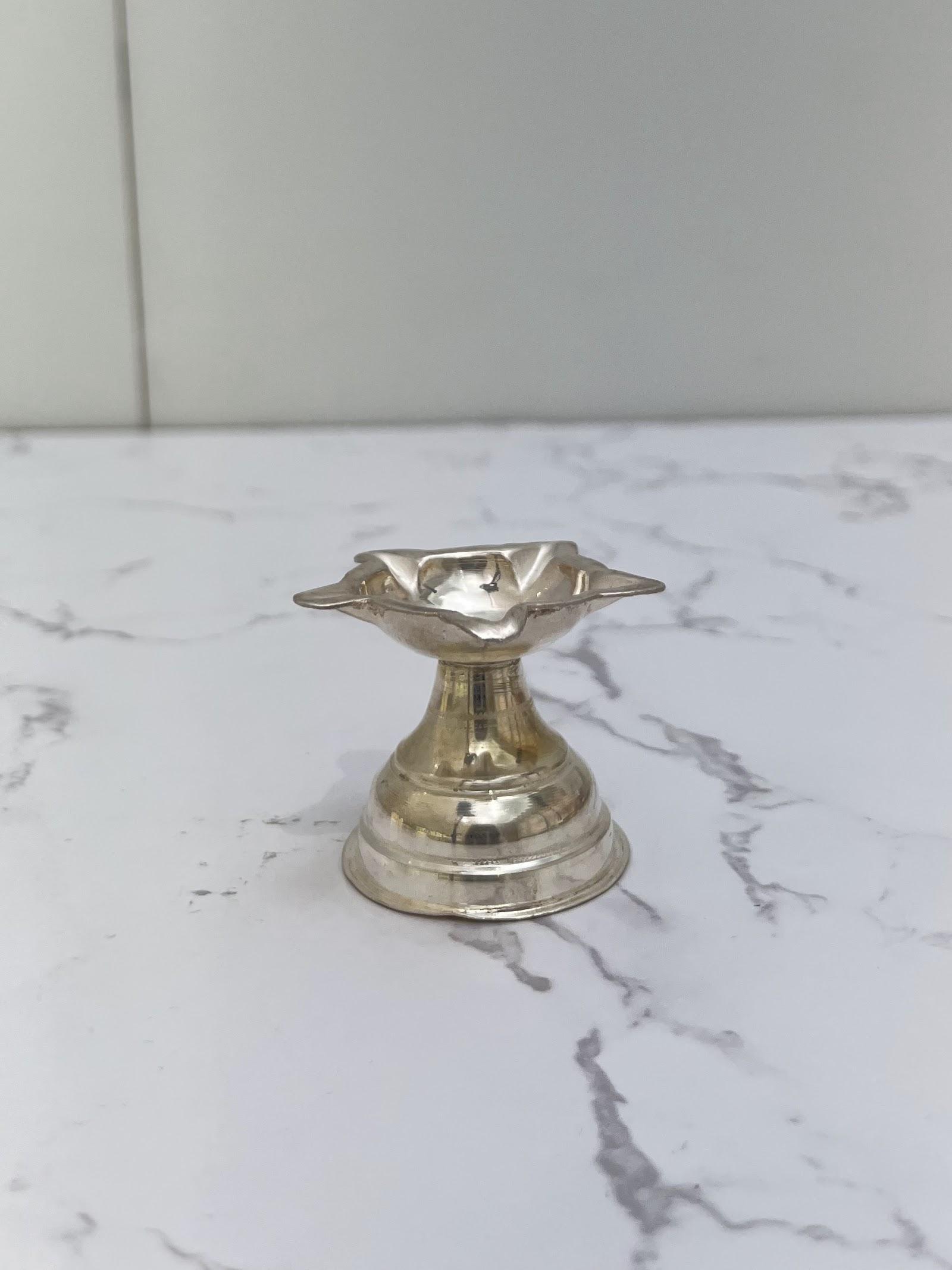 Silver 5 Mukhi Diya, sterling silver