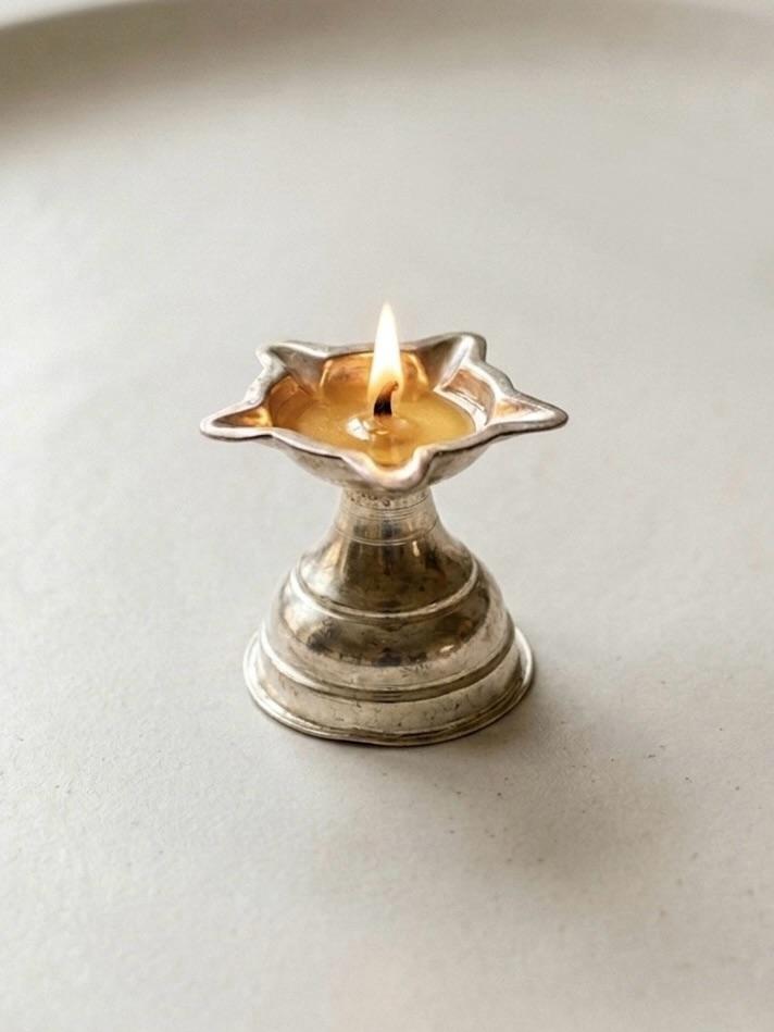 Silver 5 Mukhi Diya, sterling silver