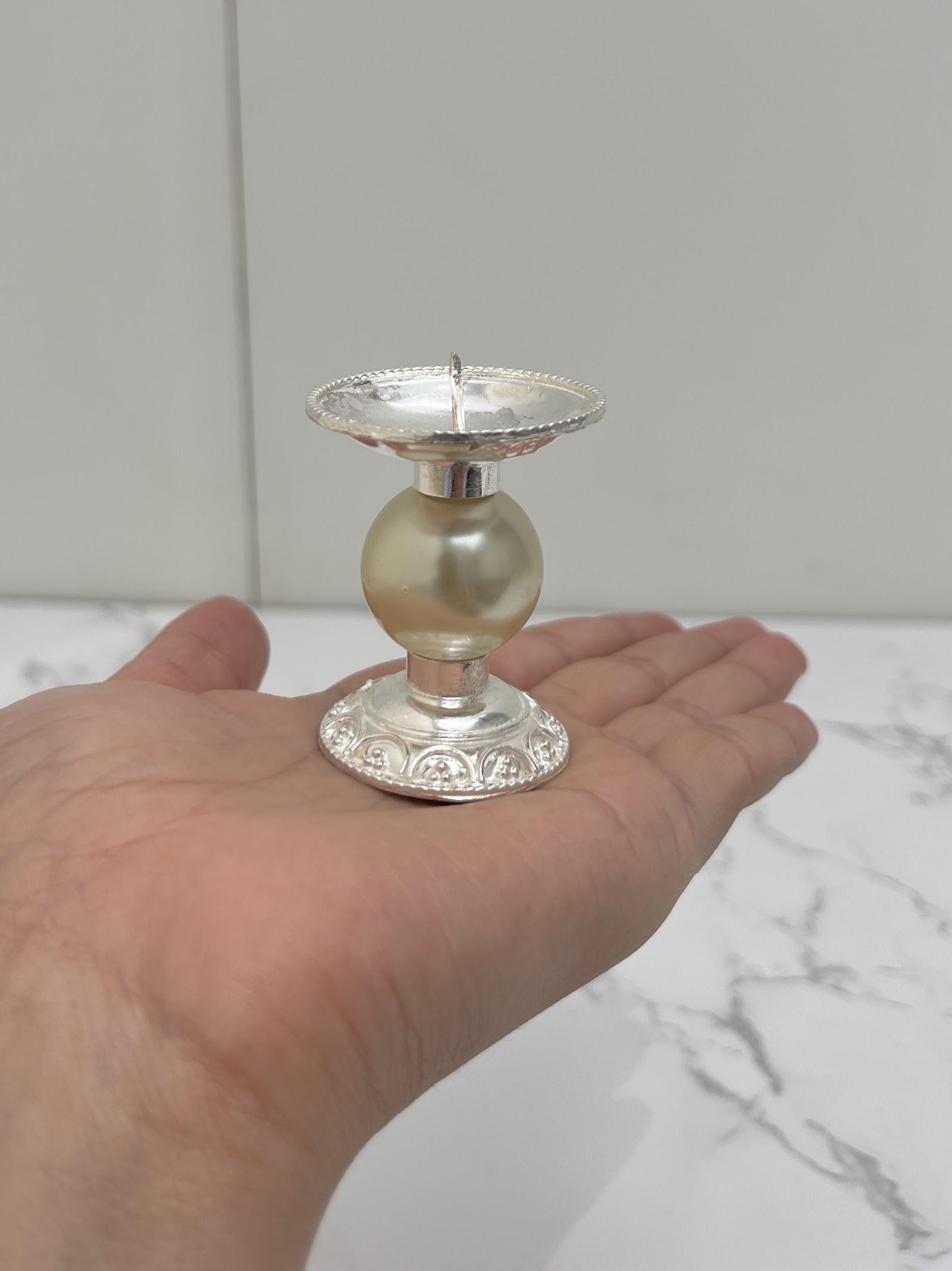 Silver Pearl Candle Stand, sterling silver
