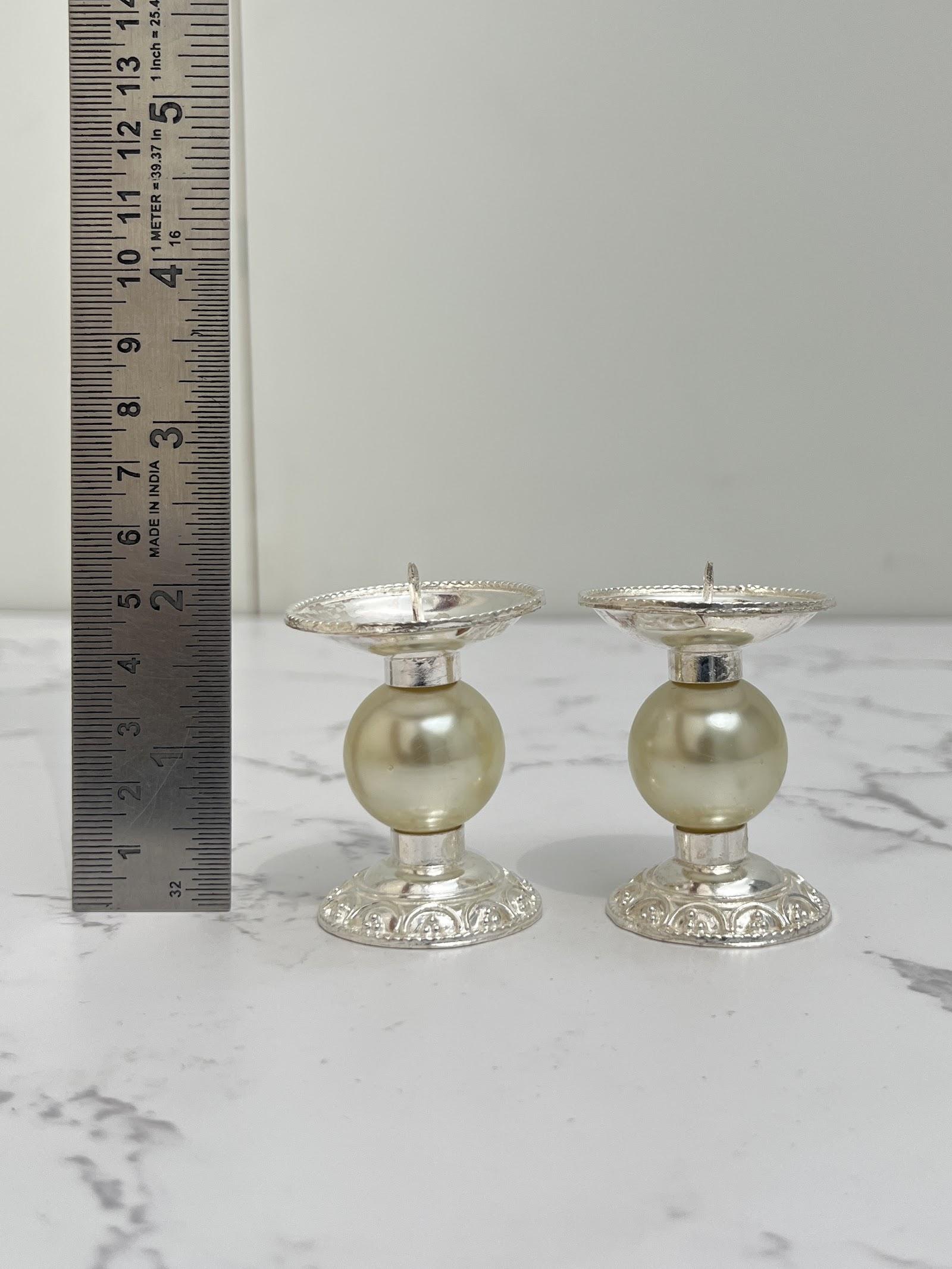 Silver Pearl Candle Stand, sterling silver