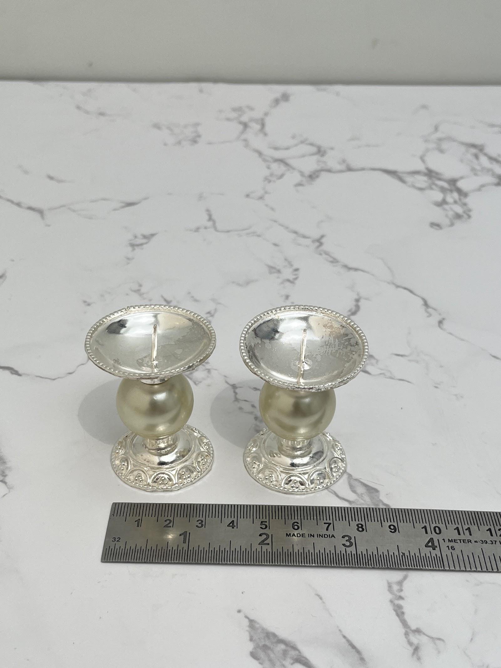 Silver Pearl Candle Stand, sterling silver
