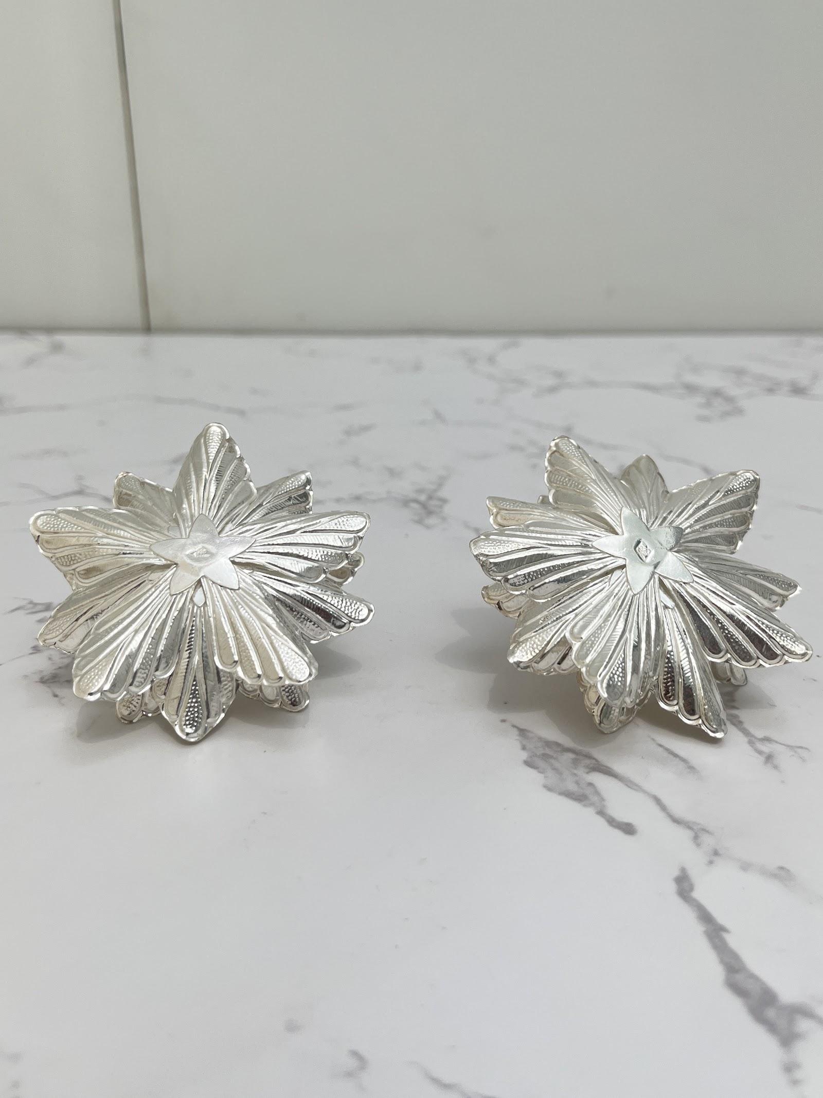 Silver Lotus Diya, sterling silver