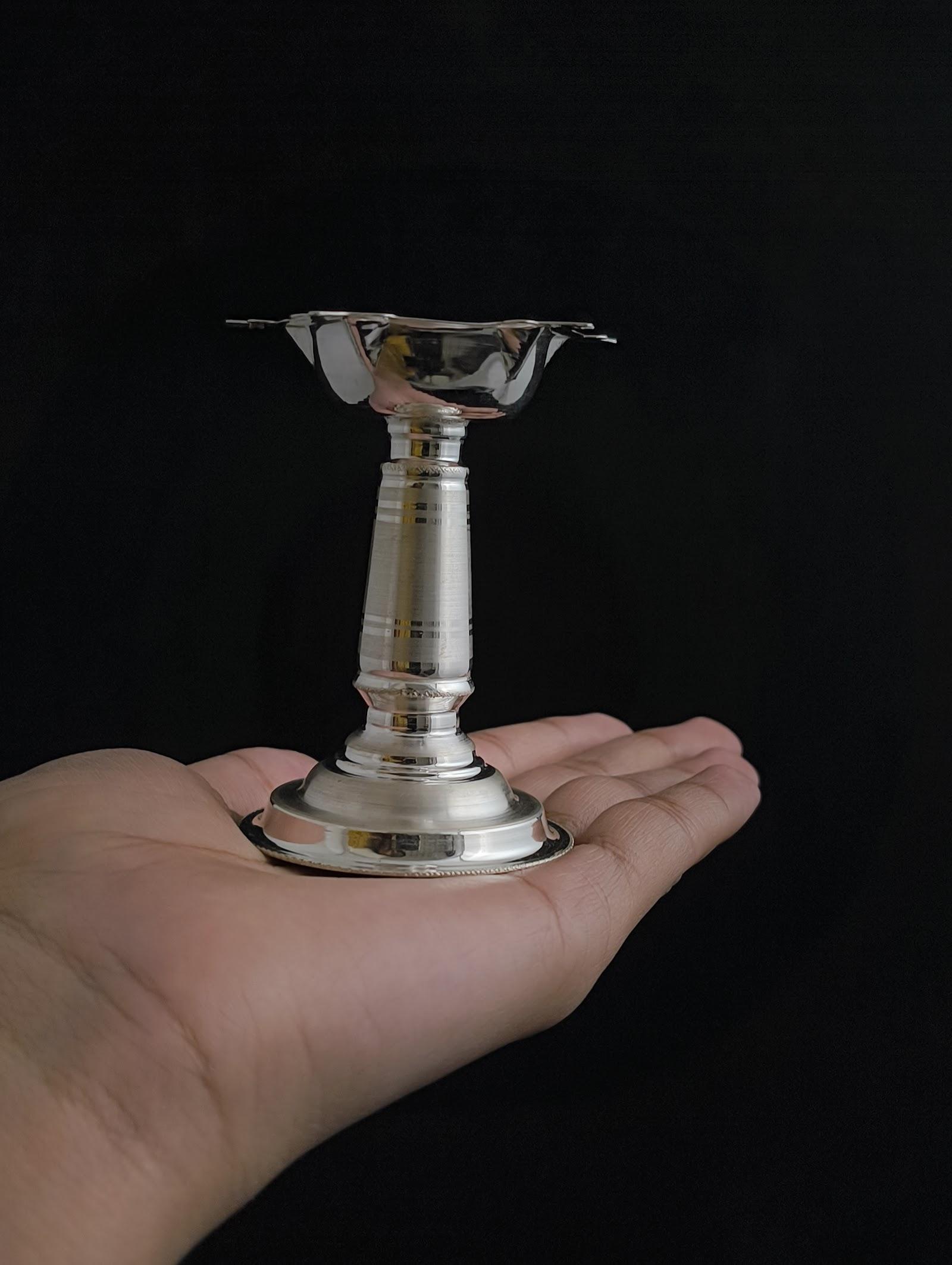 Silver Tall Diya, sterling silver