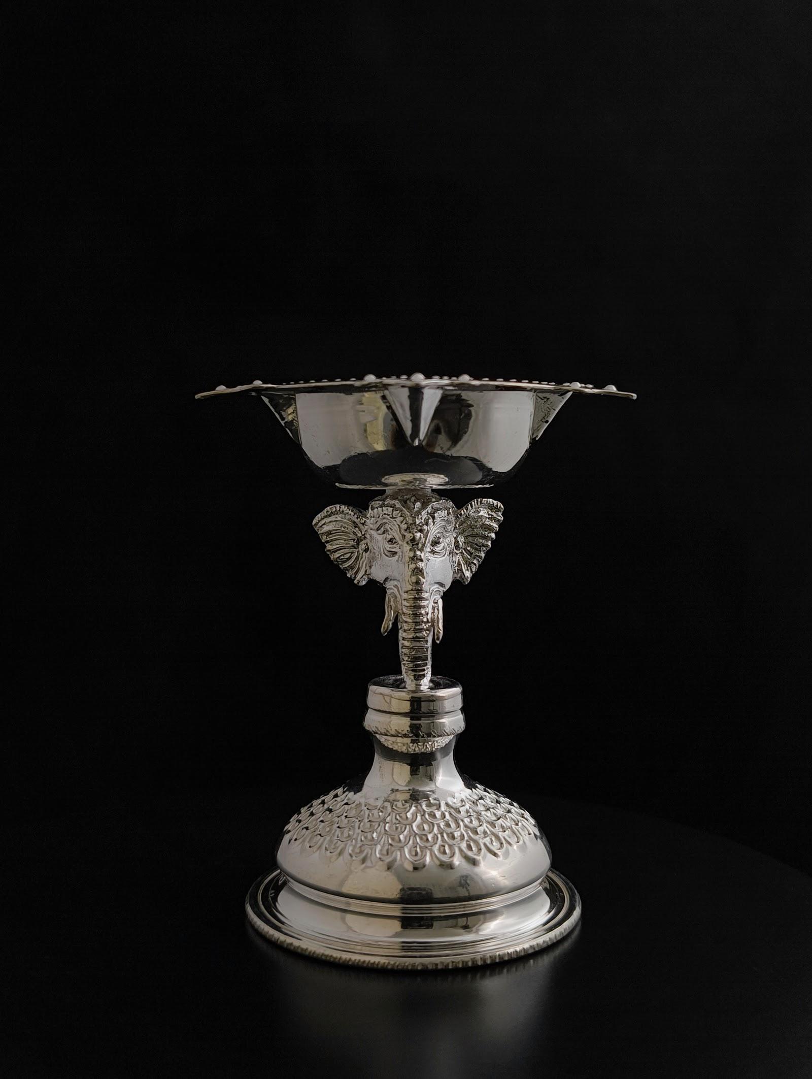 Silver Stem Diya, sterling silver