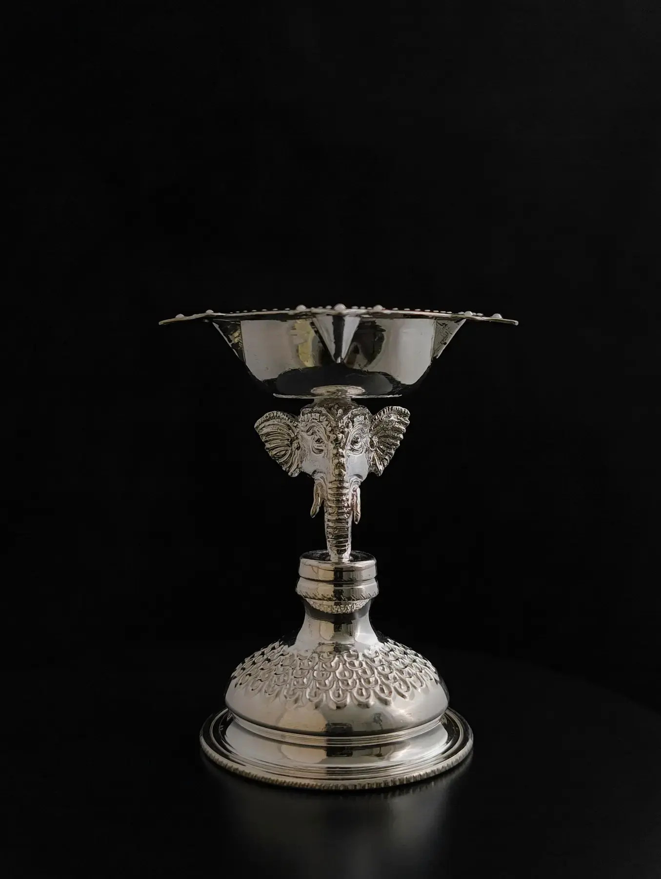 Silver Stem Diya, in silver