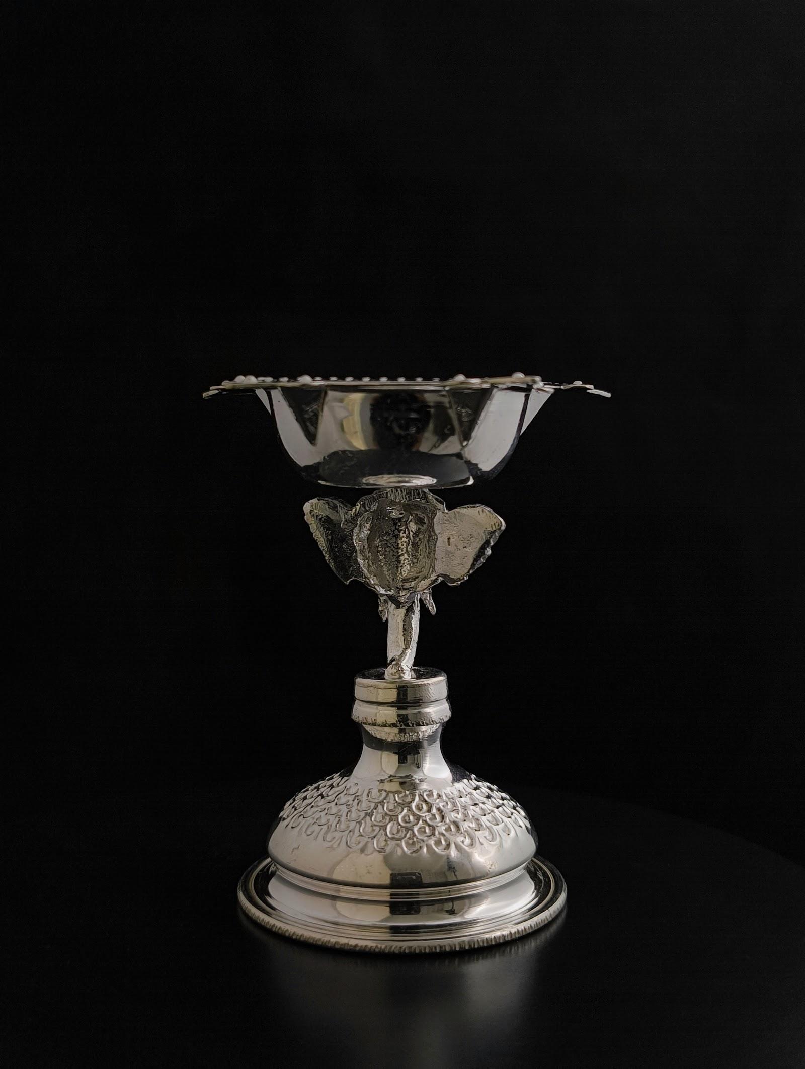 Silver Stem Diya, sterling silver