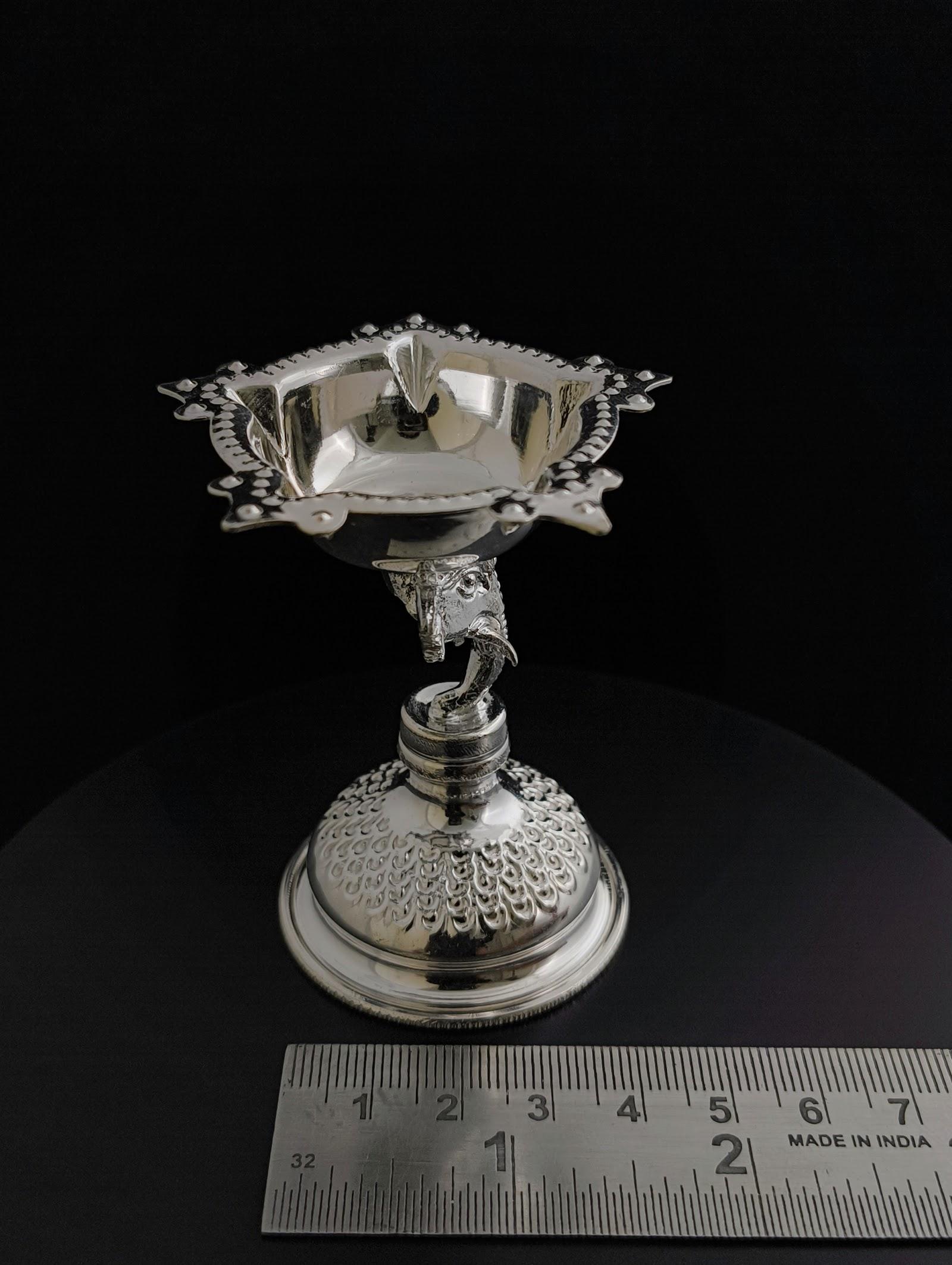 Silver Stem Diya, sterling silver