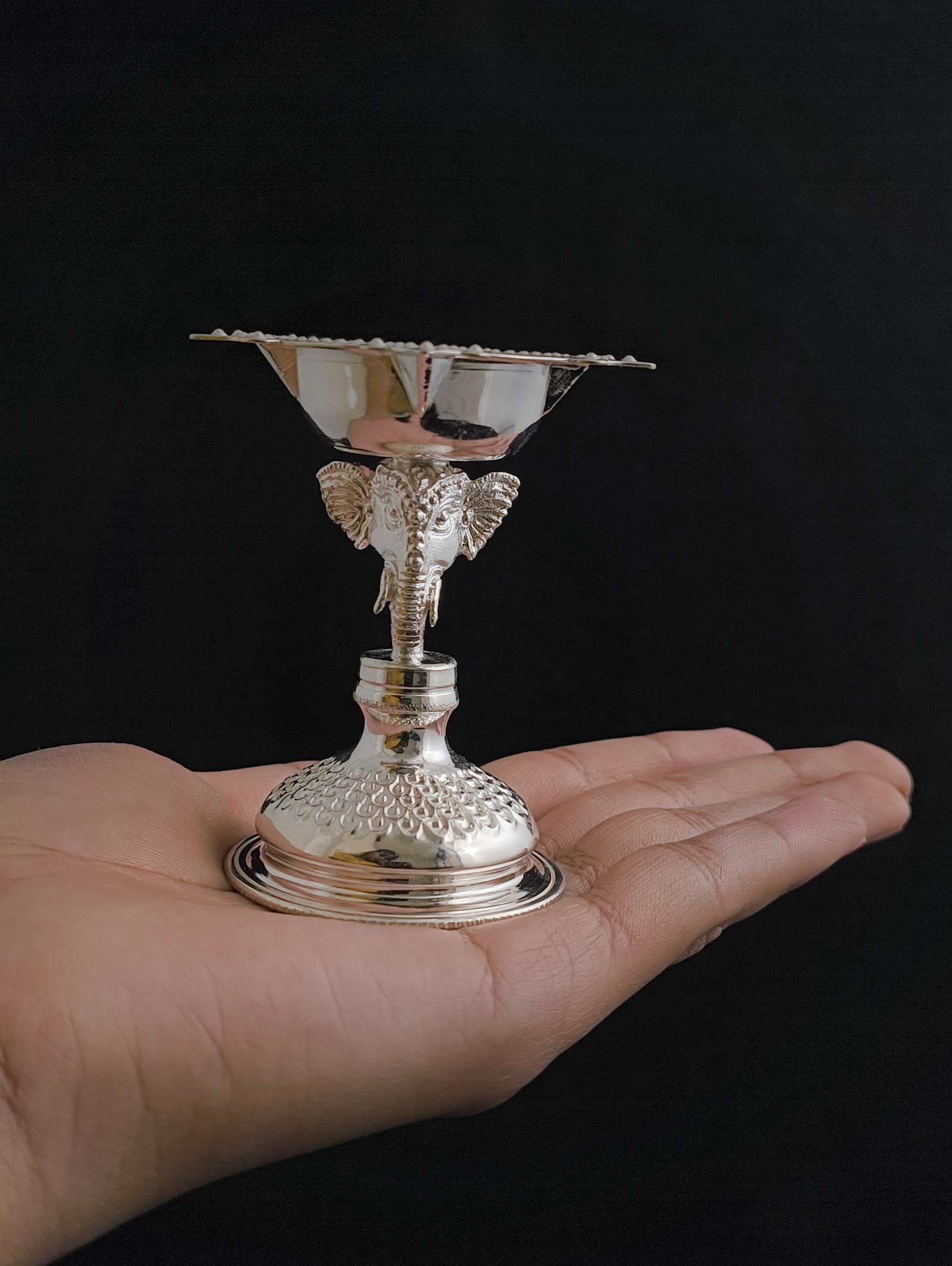 Silver Stem Diya, sterling silver