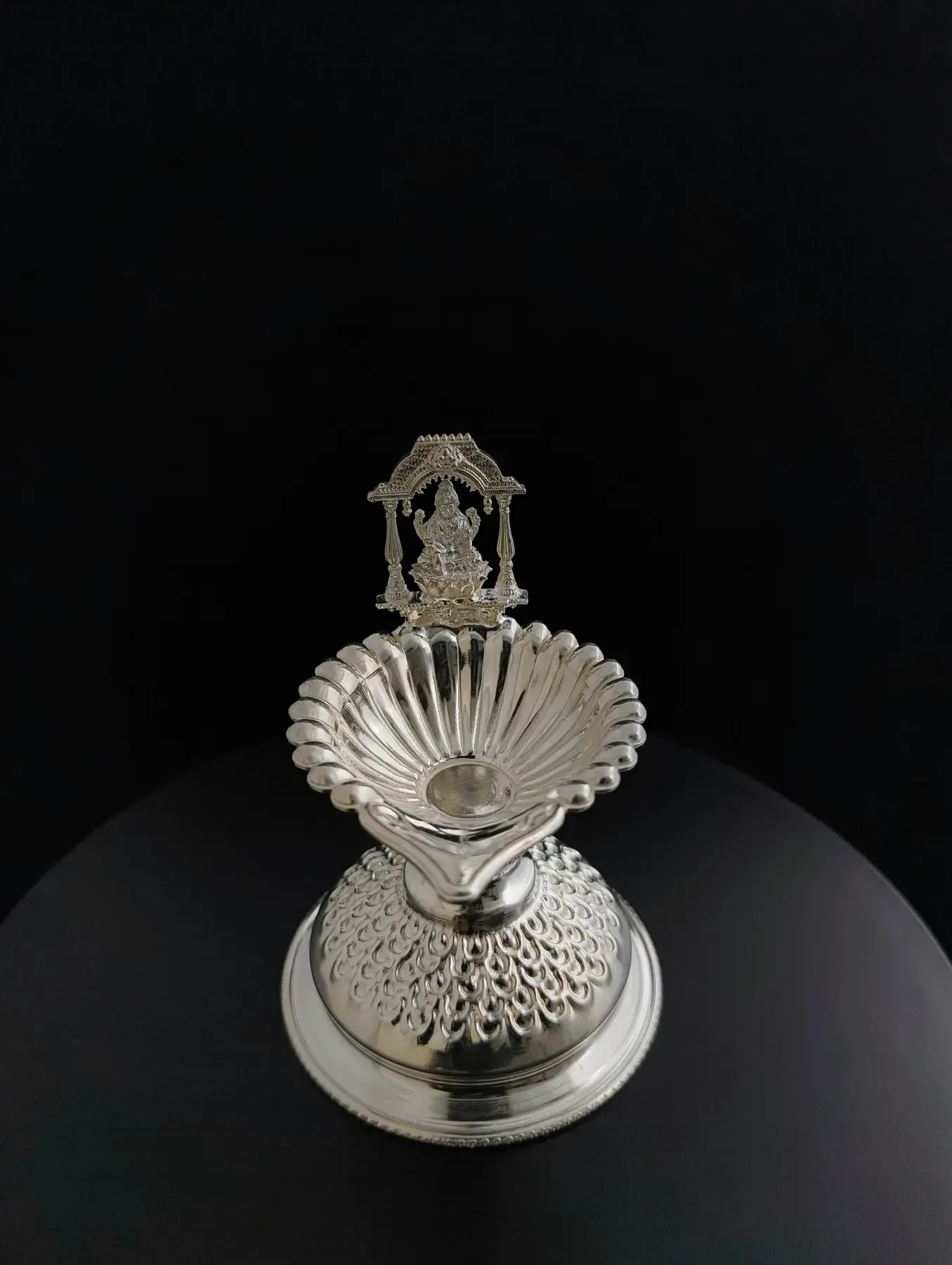 Silver Scalloped Diya, in silver