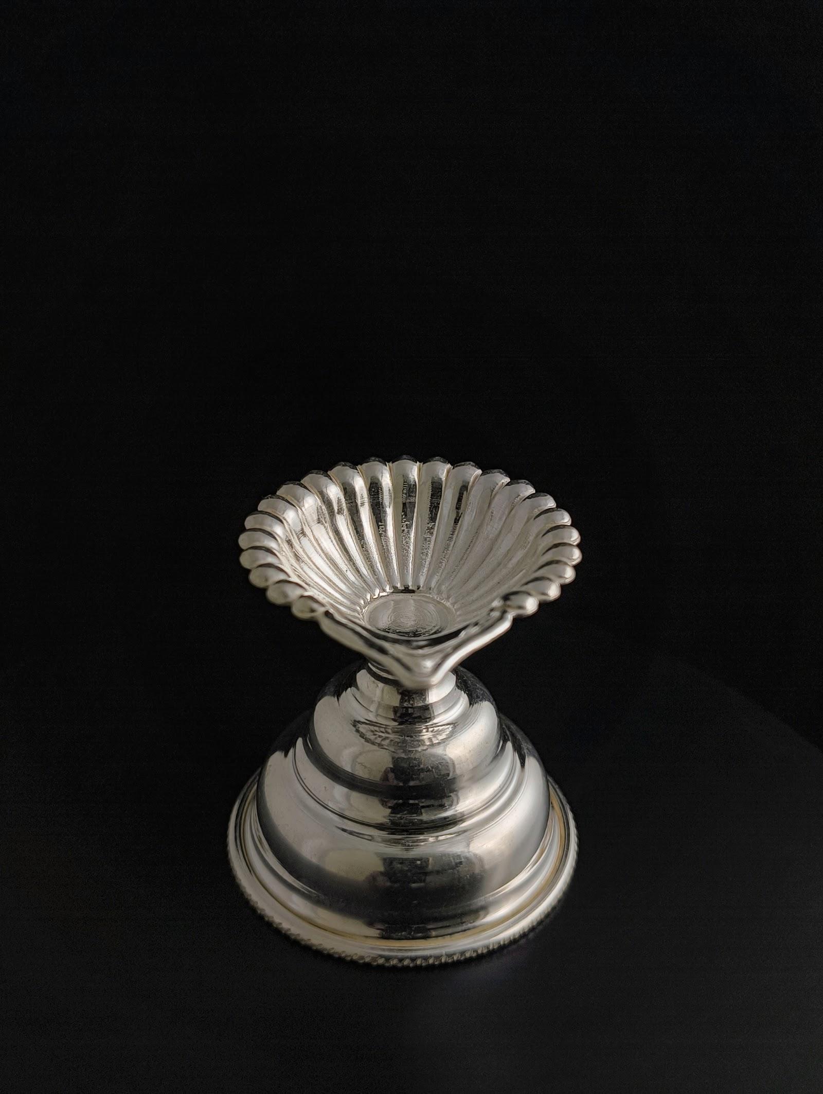 Silver Pedestal Diya, sterling silver
