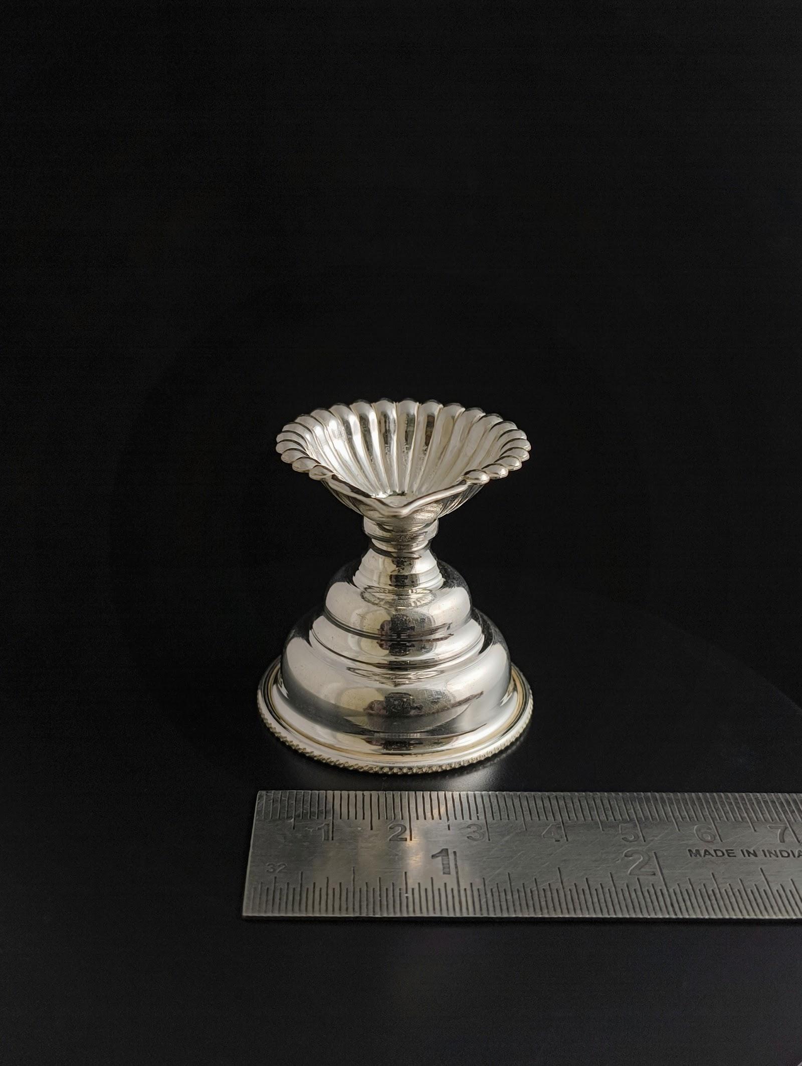 Silver Pedestal Diya, sterling silver