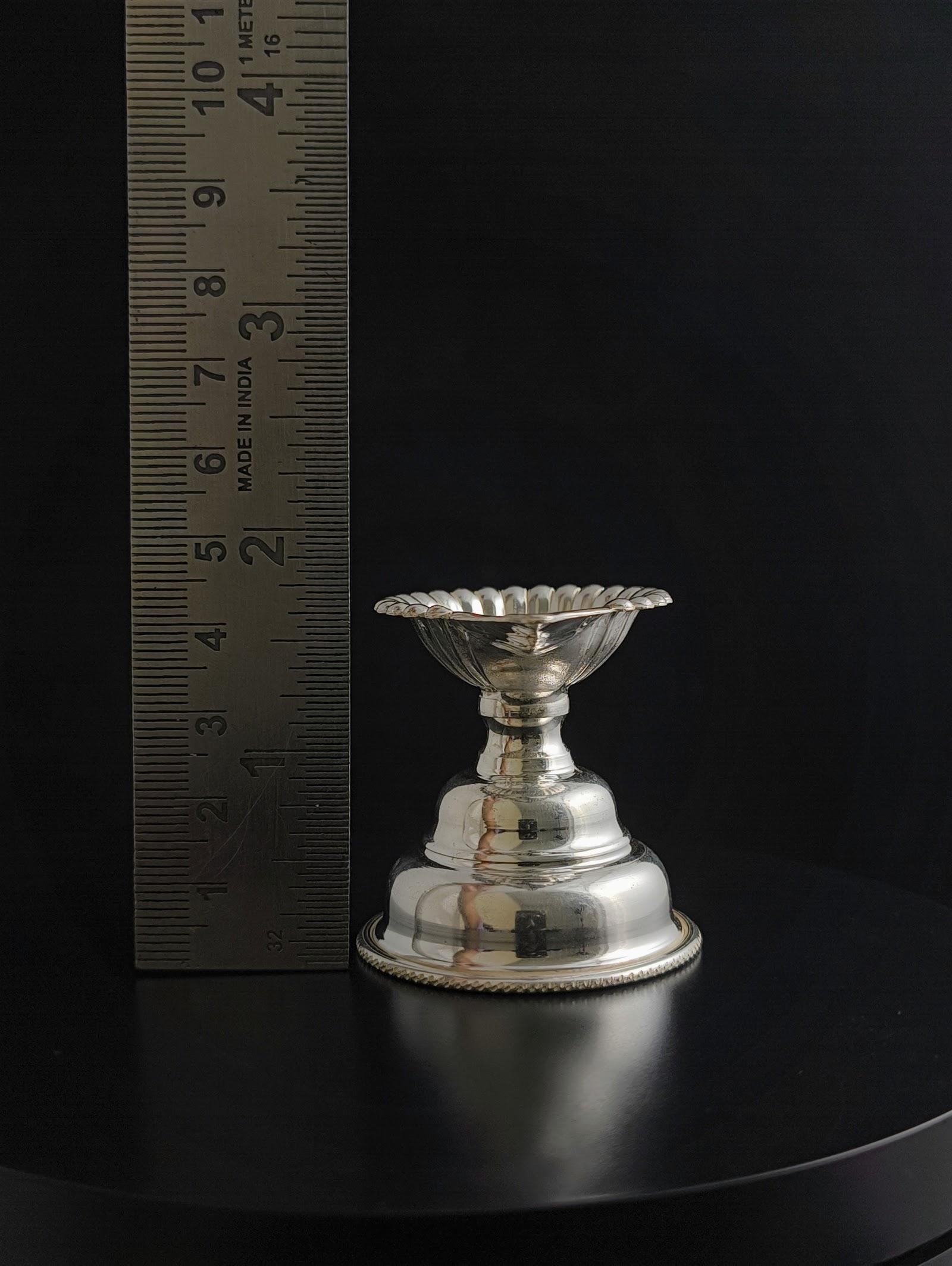Silver Pedestal Diya, sterling silver