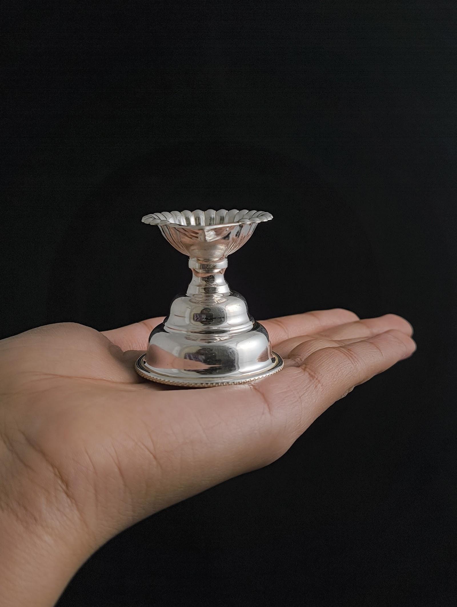 Silver Pedestal Diya, sterling silver