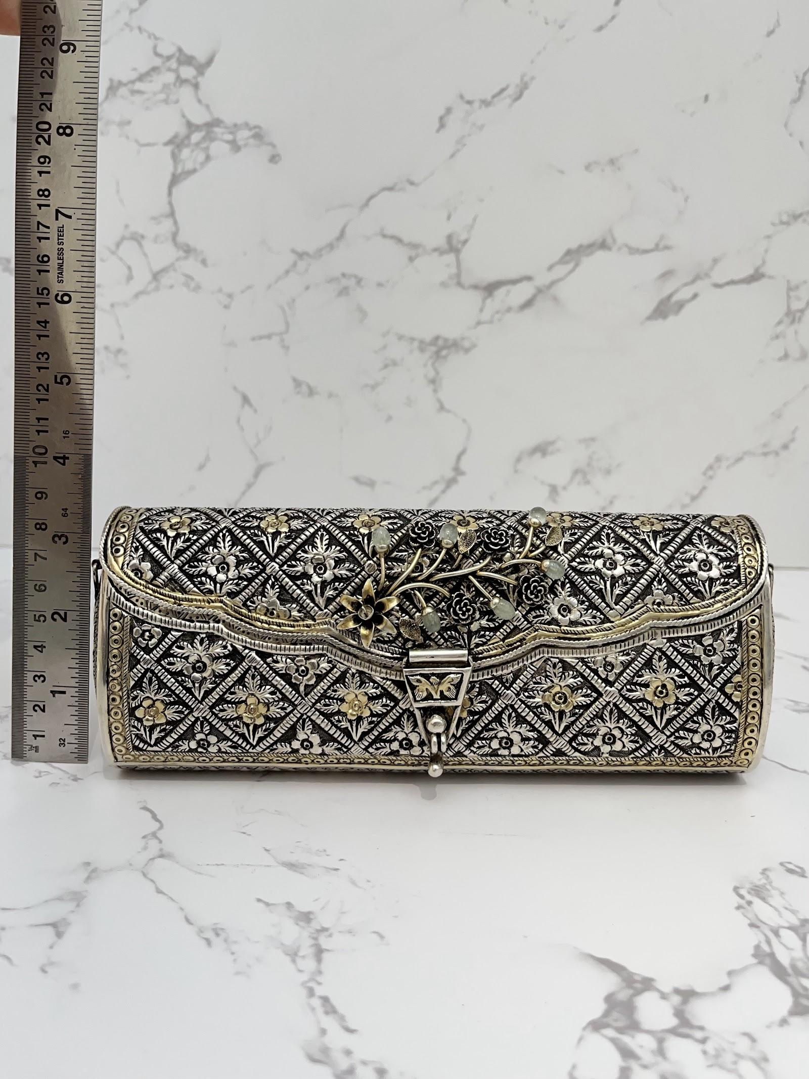 Silver Floral Purse, sterling silver