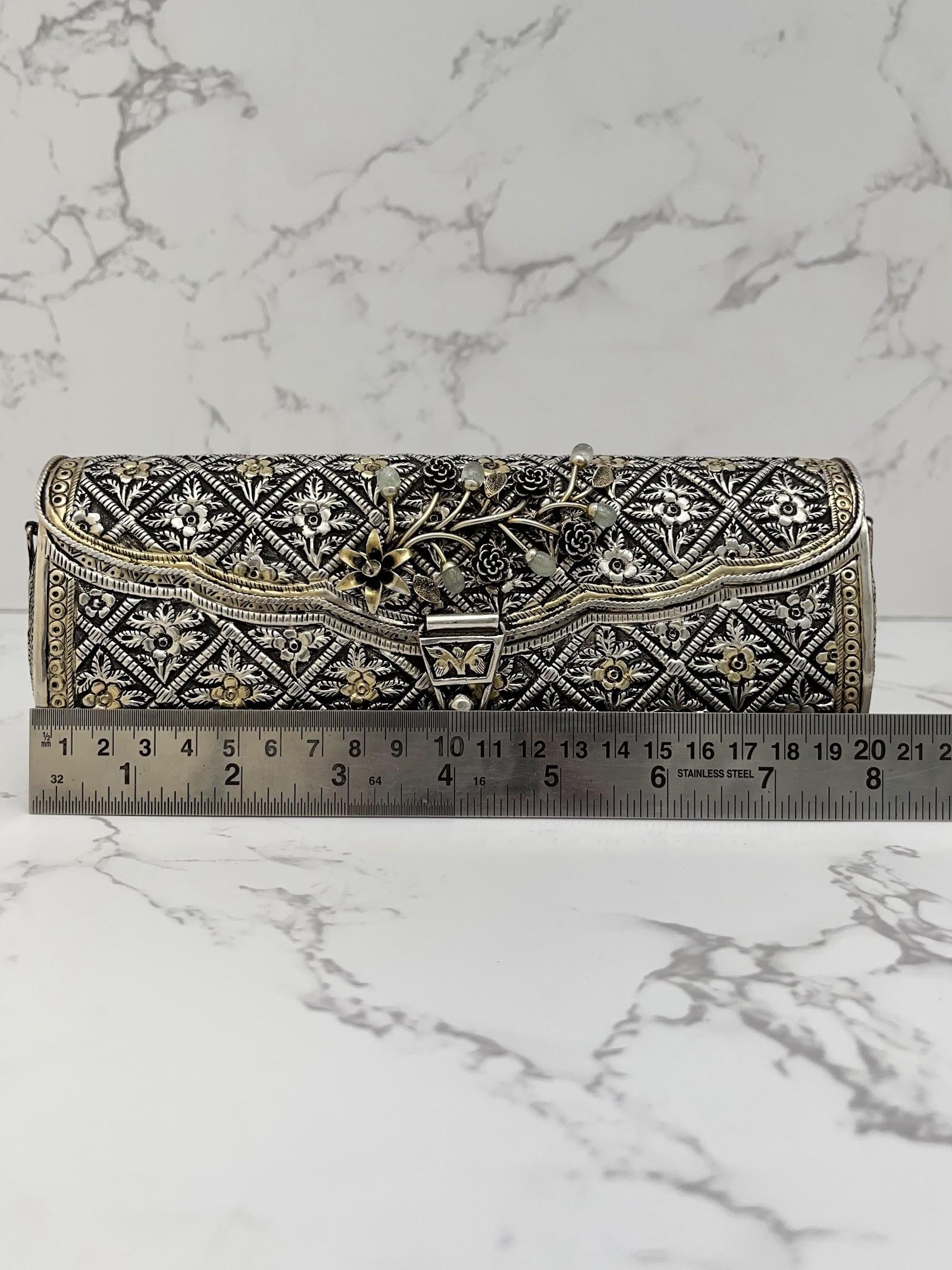 Silver Floral Purse, sterling silver