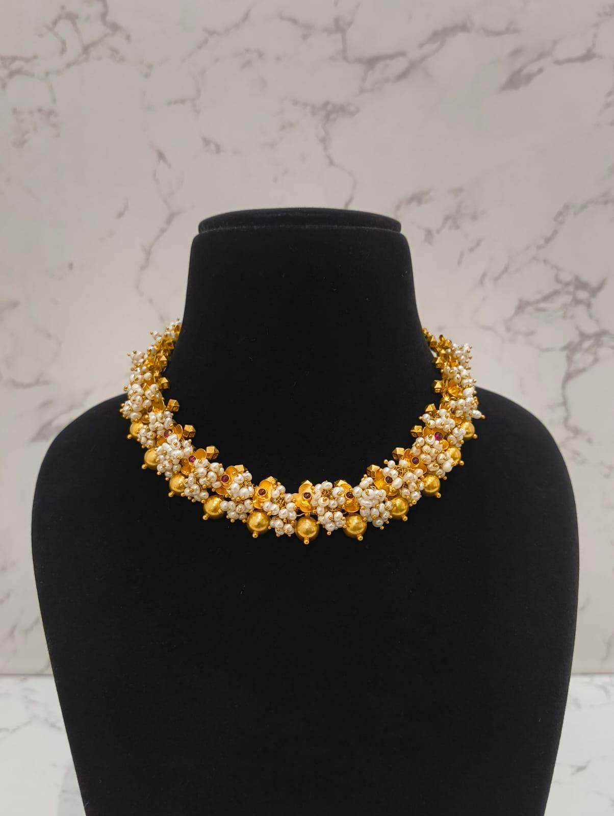 Gulnaar Pearl Necklace, sterling silver